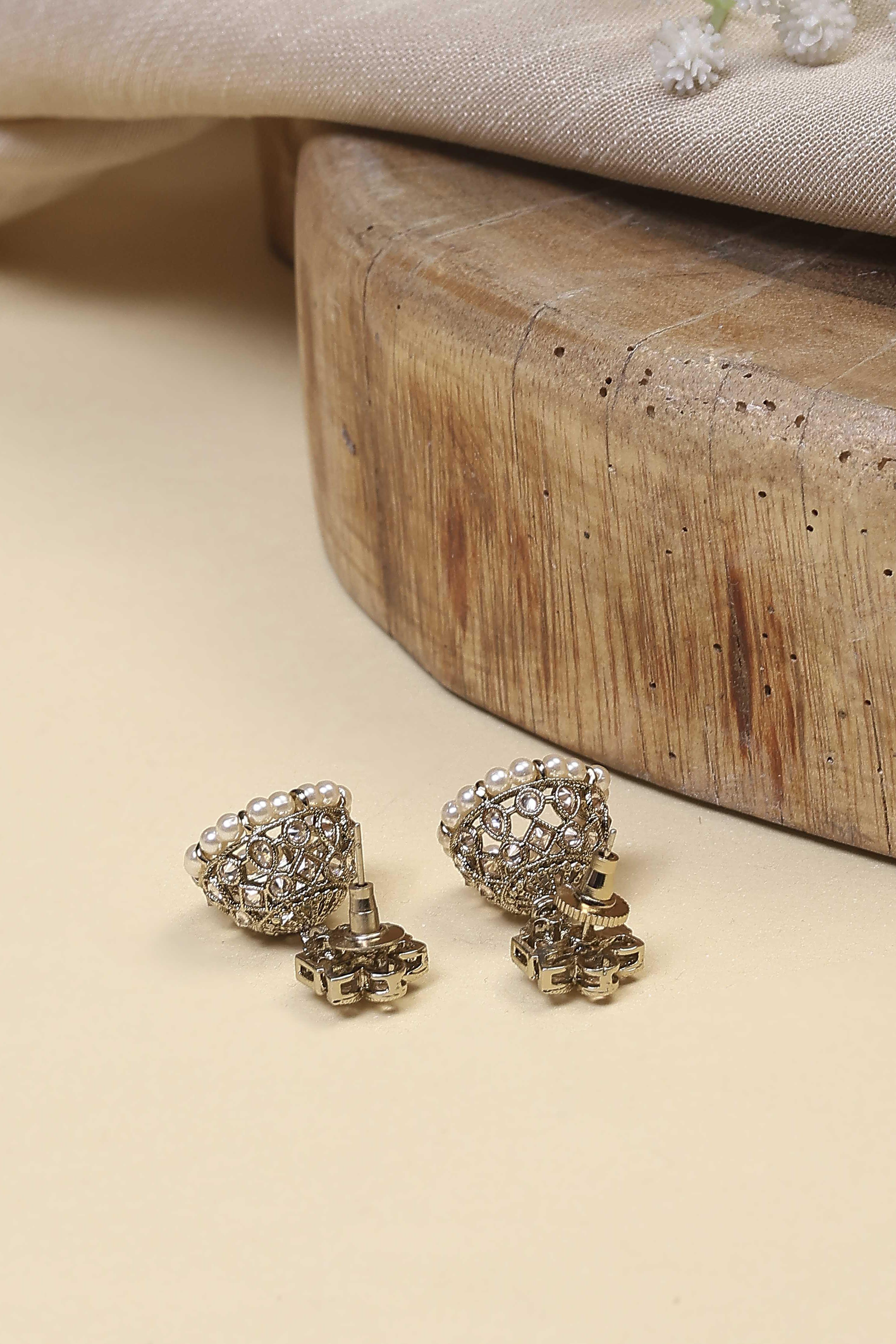 White Pearl Embellished Earrings image number 2