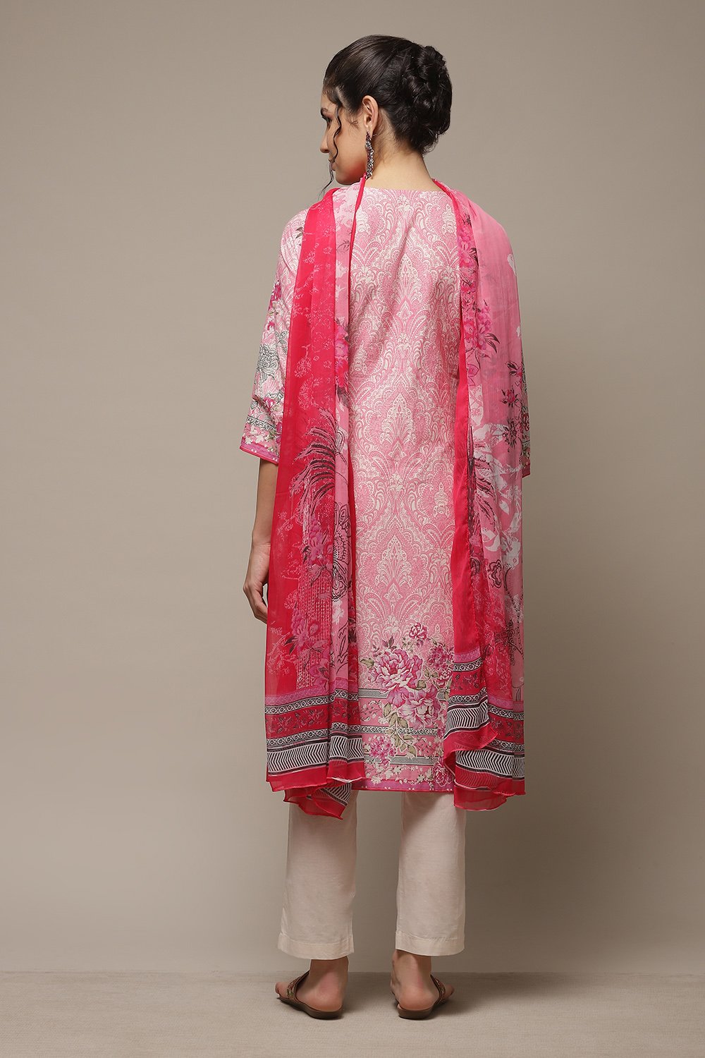 Powder Blue Cotton Straight Kurta Pants Suit Set image number 2