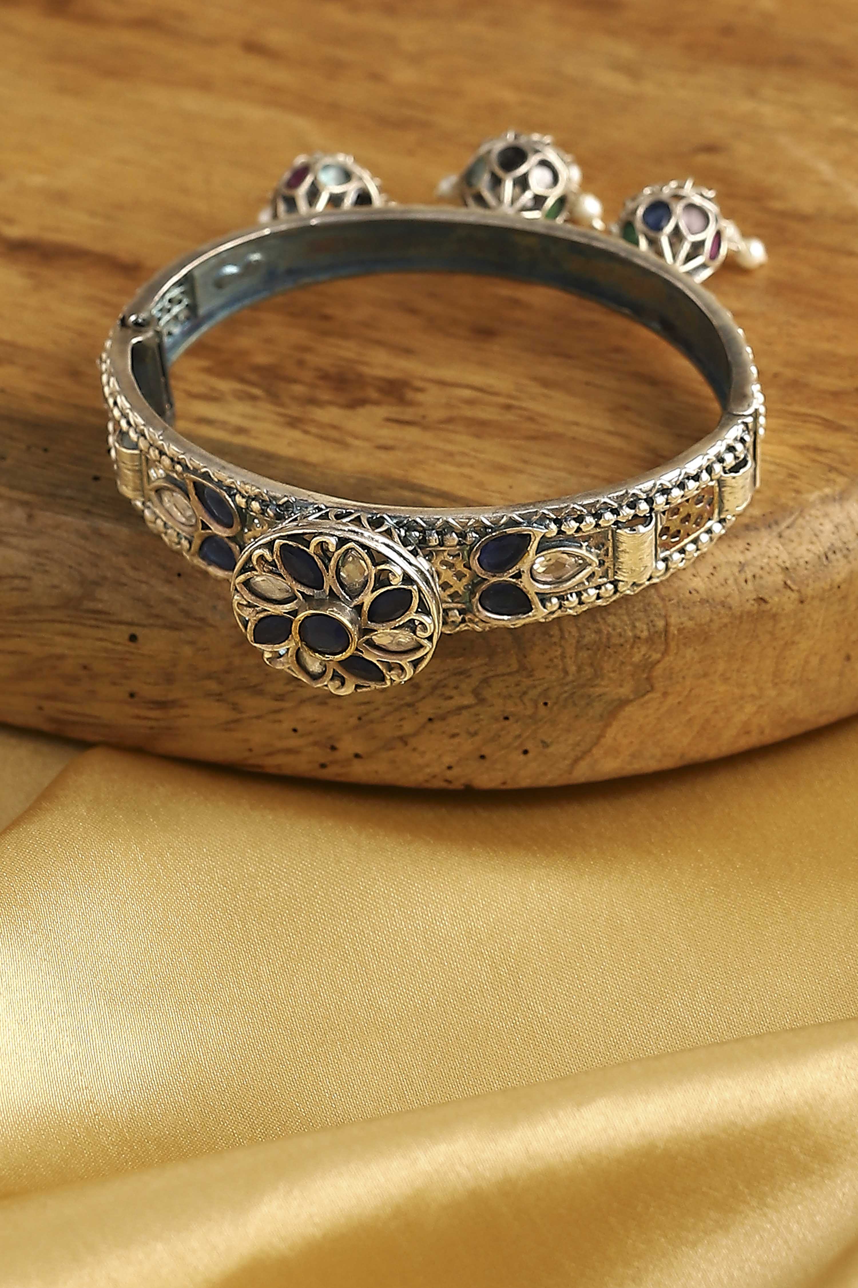 Navy Brass Oxidised Bangles image number 0
