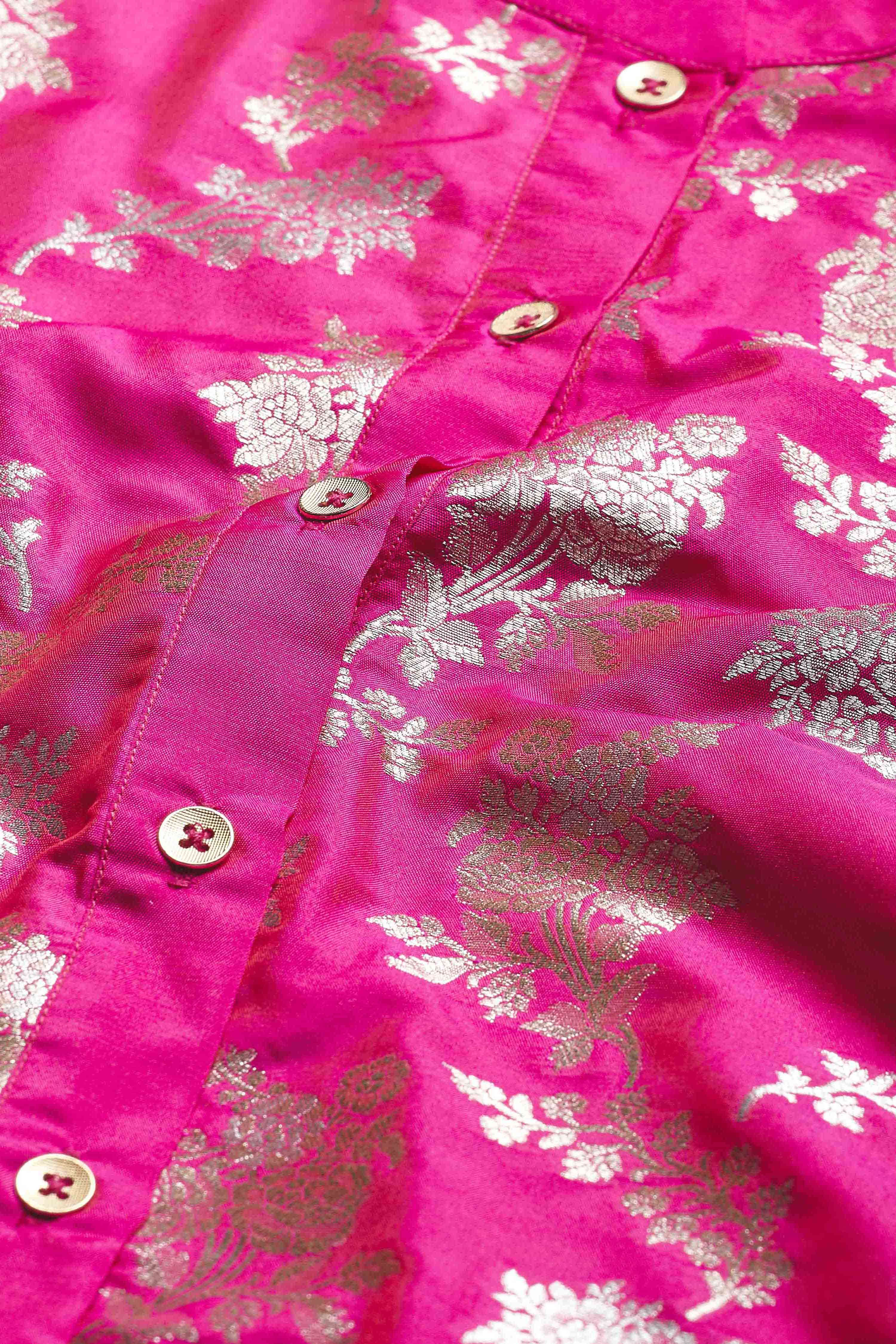 Pink Poly Viscose Yarndyed A-Line Shirt image number 2