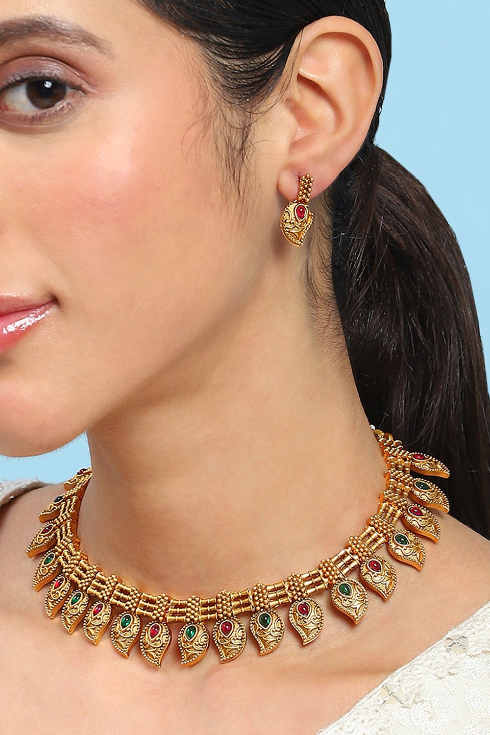 Red Green Alloy Necklace Set image number 1