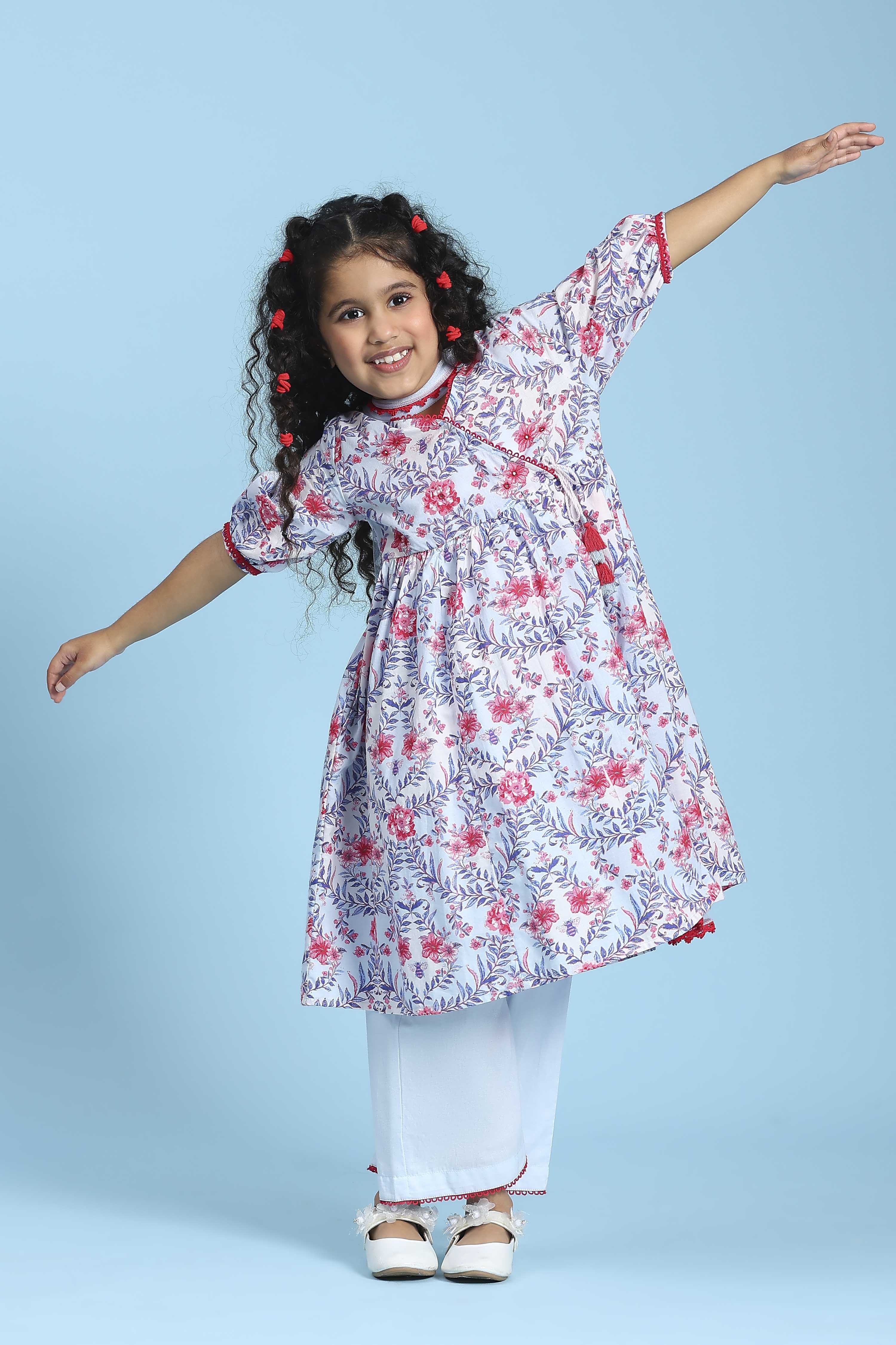 Blue Cotton Printed Anarkali Suit Set image number 0