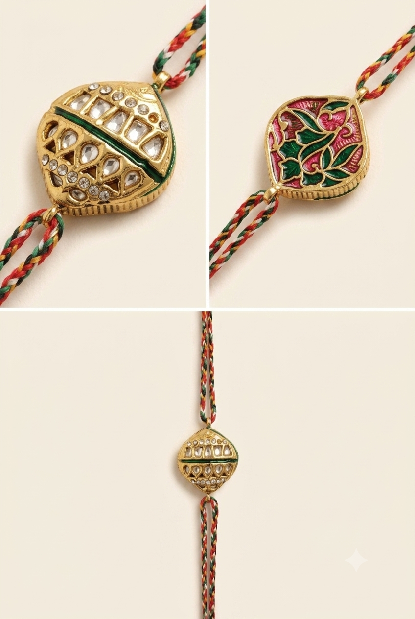 Multlicolor Rajshi Kundan Rakhi image number 0