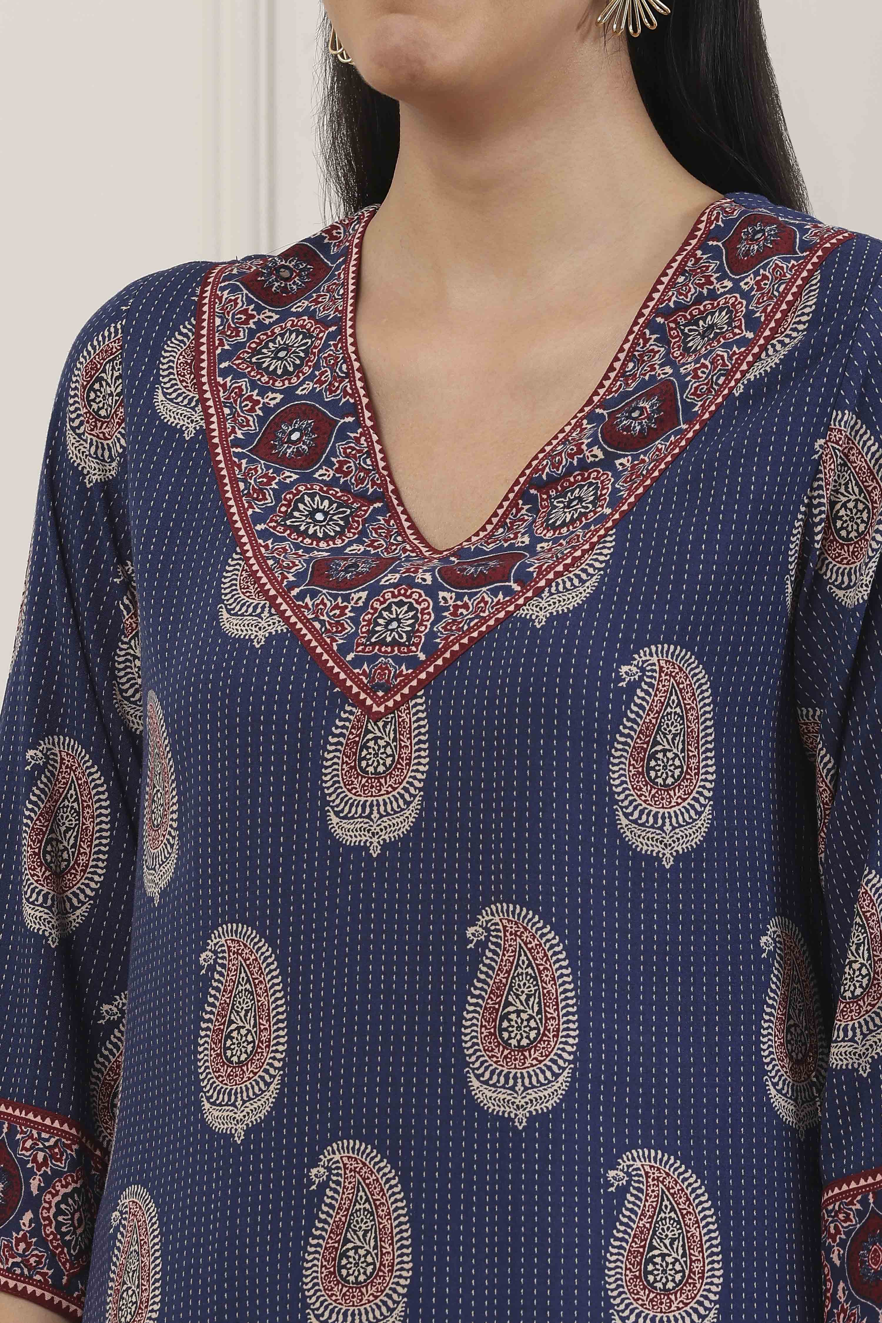 Blue Viscose Rayon Straight Kurta Palazzo Set image number 1