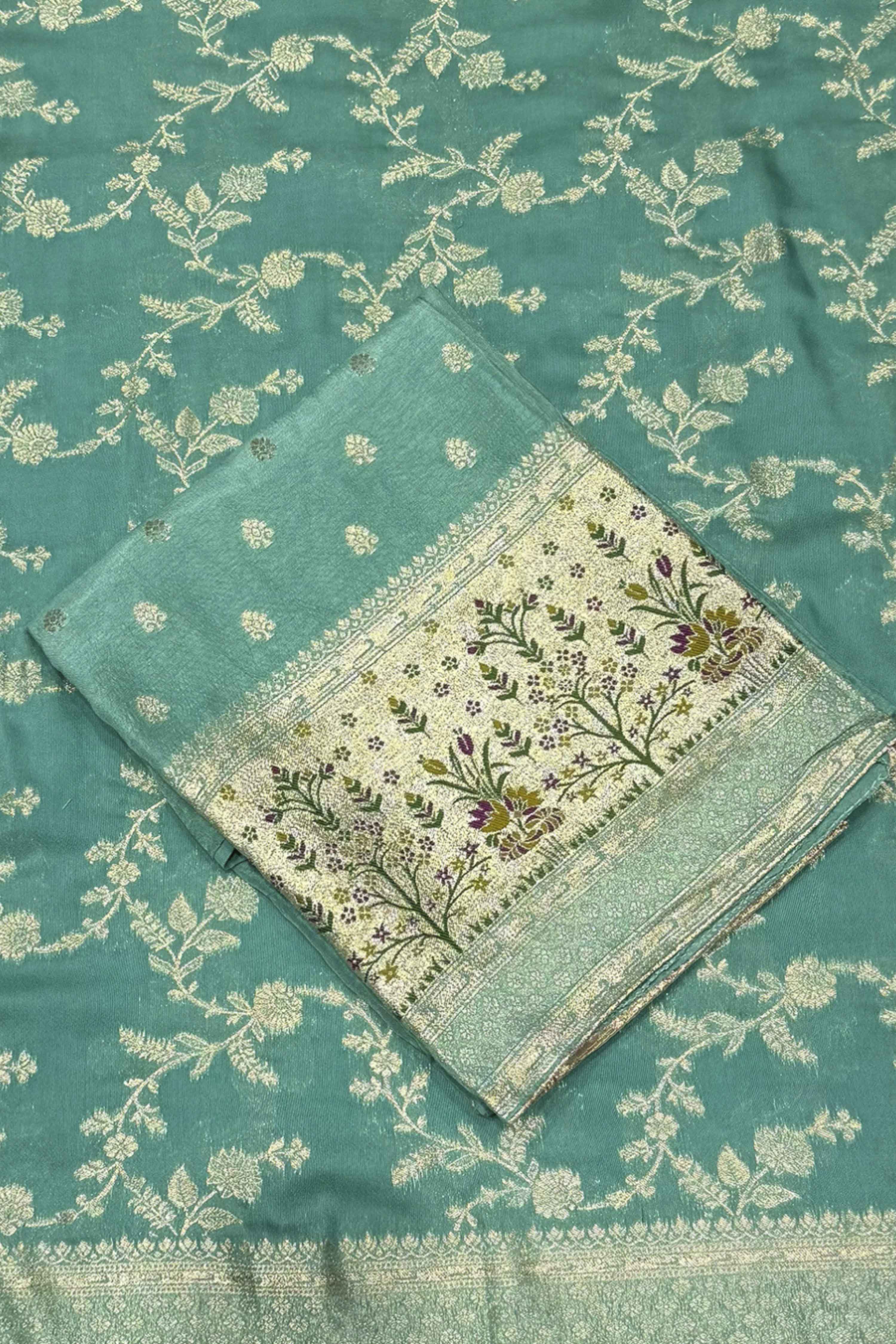 Mustard Jacquard Printed Unstitched Suit Set image number 1
