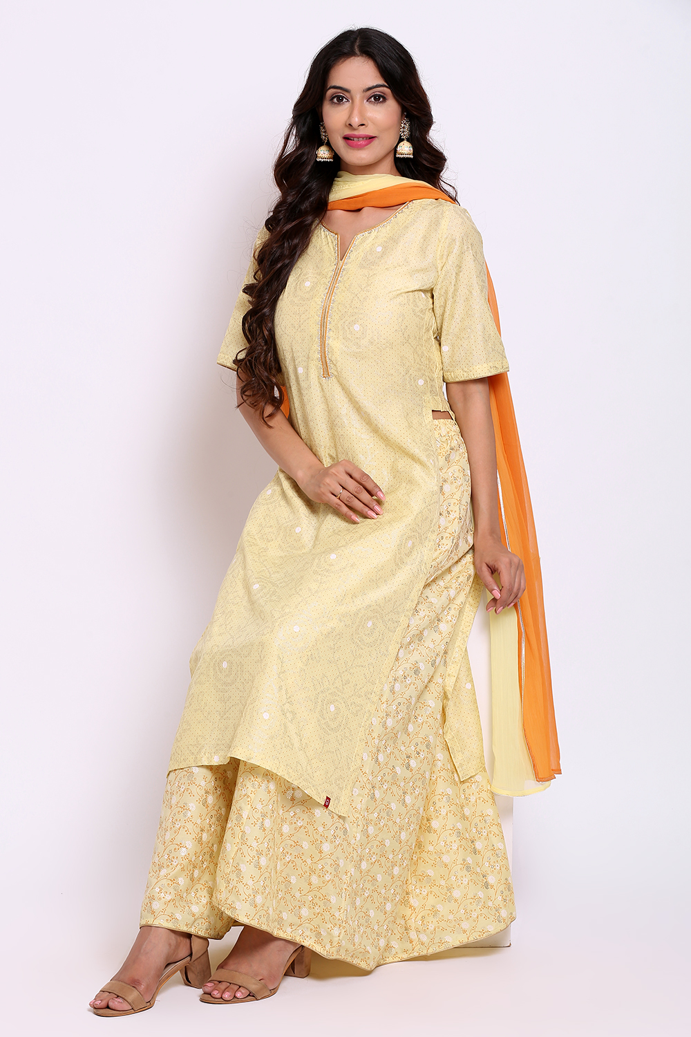 Onion Pink Art Silk Straight Kurta Sharara Suit Set image number 4