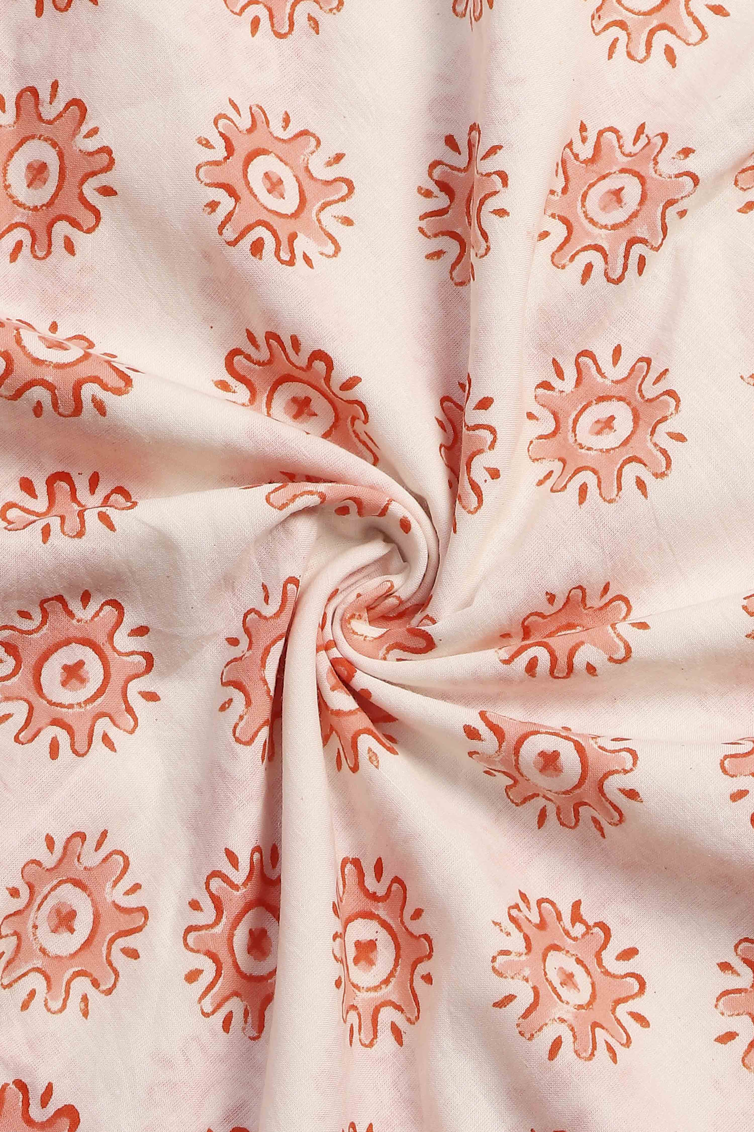 Beige Cotton Printed Embroidered Unstitched Suit Set image number 2
