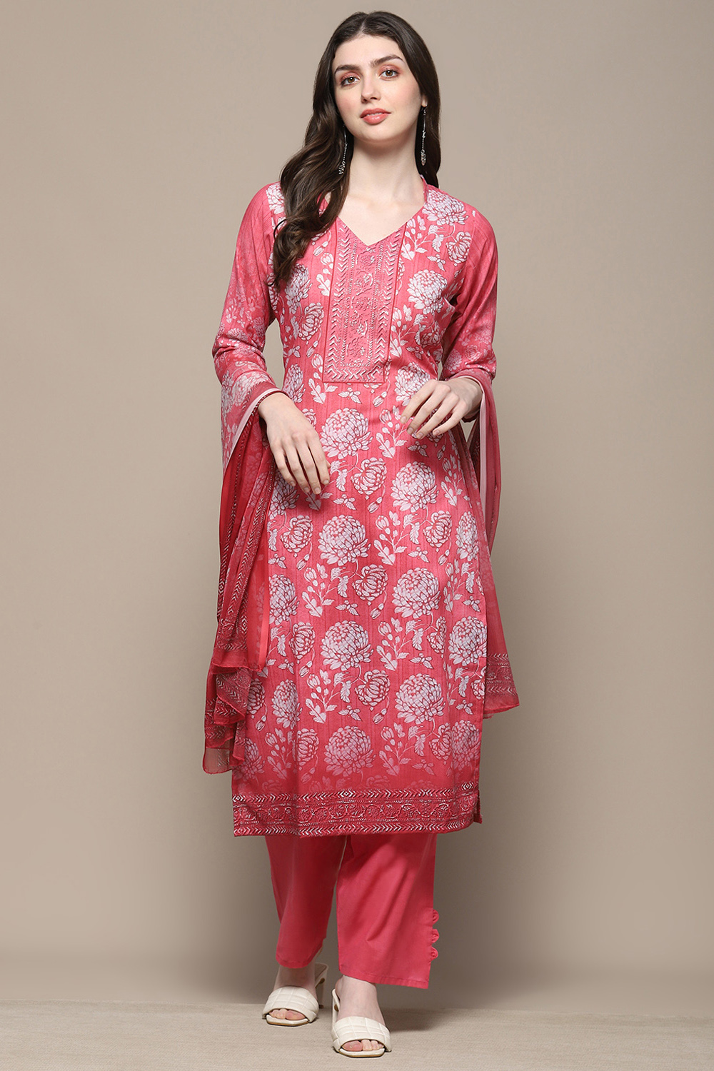 Mustard Cotton Blend Digital Print Unstitched Suit Set image number 1