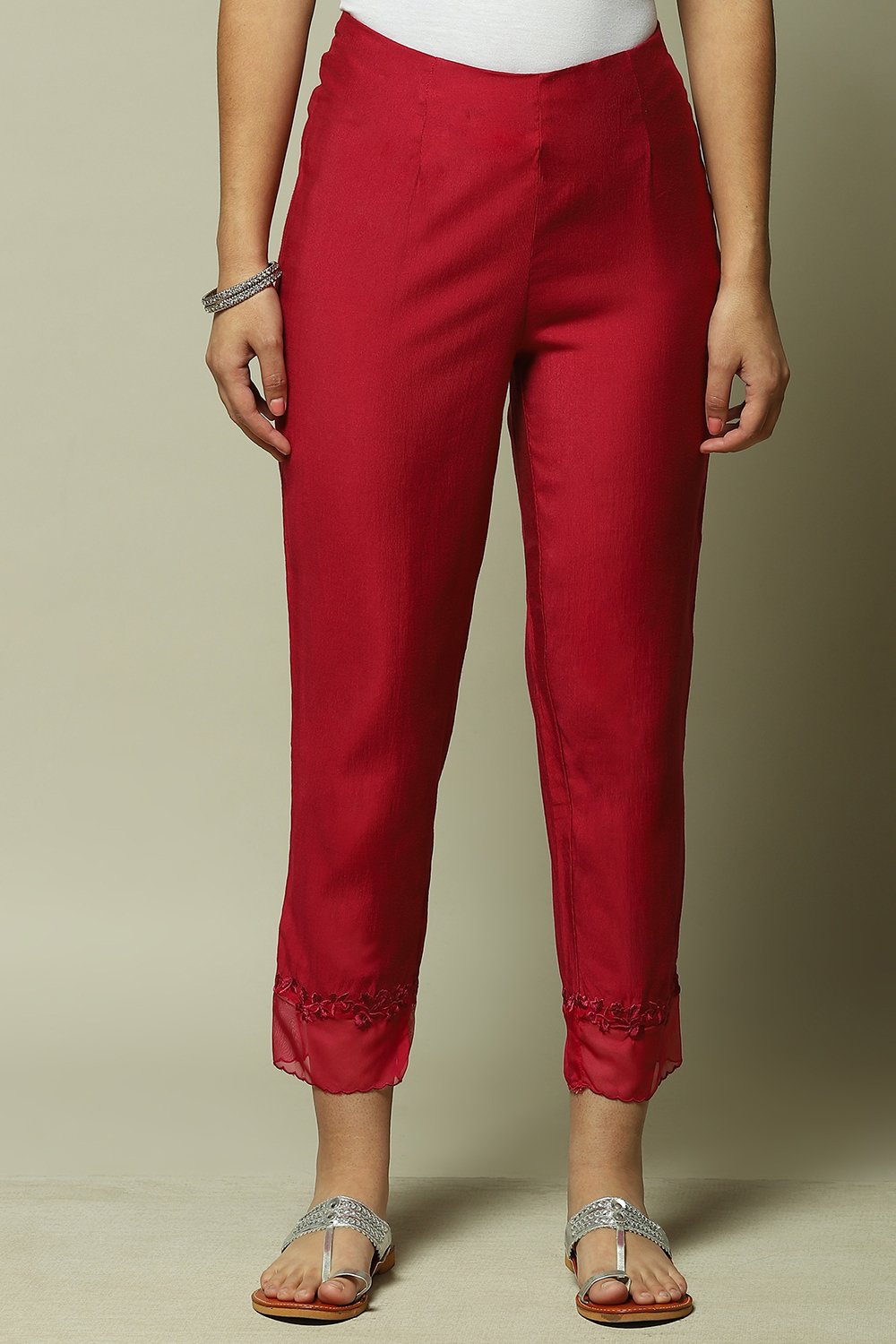 Black Cotton Blend Yarndyed Pants image number 1