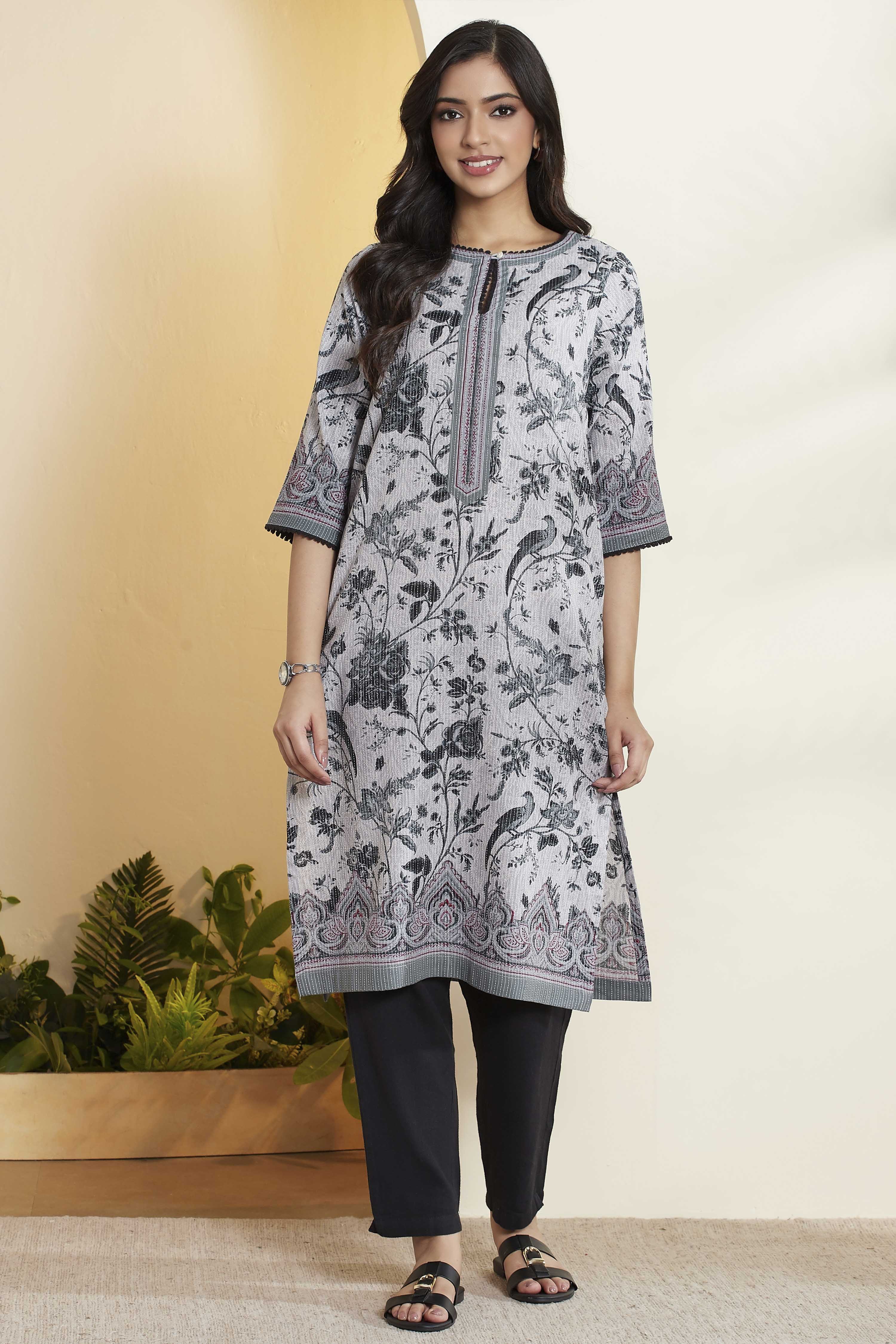 Berry Cotton Straight Kurta image number 6