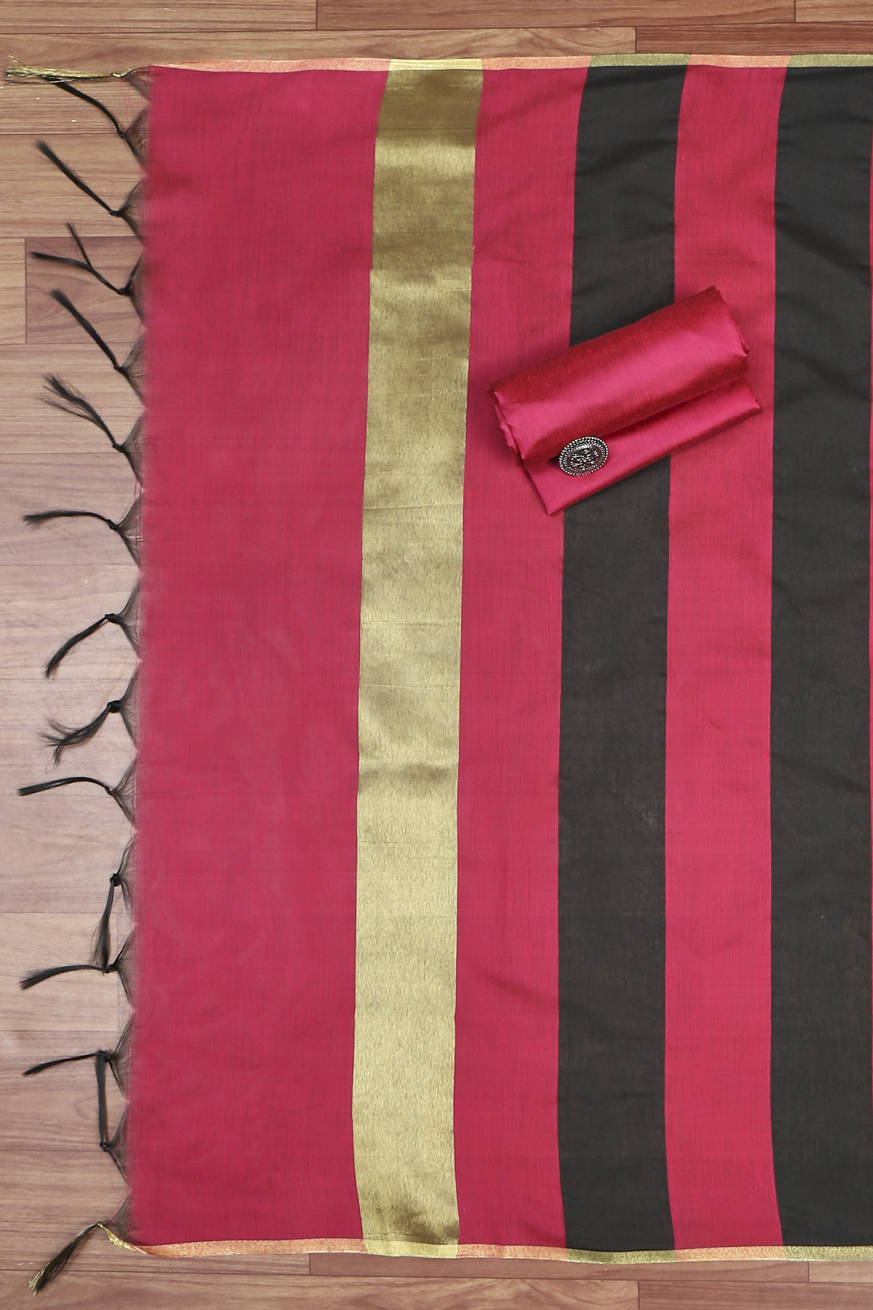 Onion Pink Cotton Unstitched Suit Set image number 3
