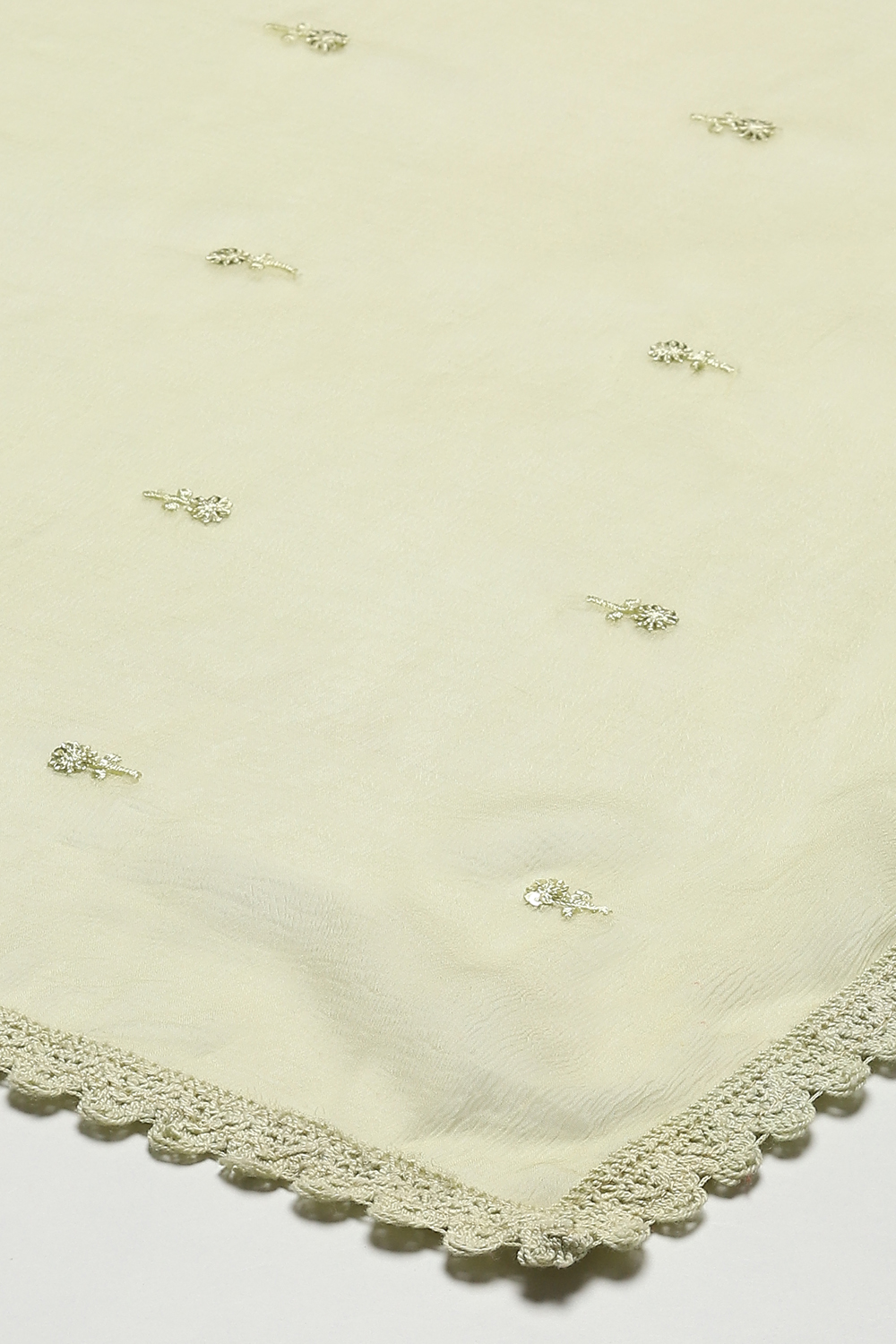 Green Cotton Machine Embroidered Unstitched Suit Set image number 7
