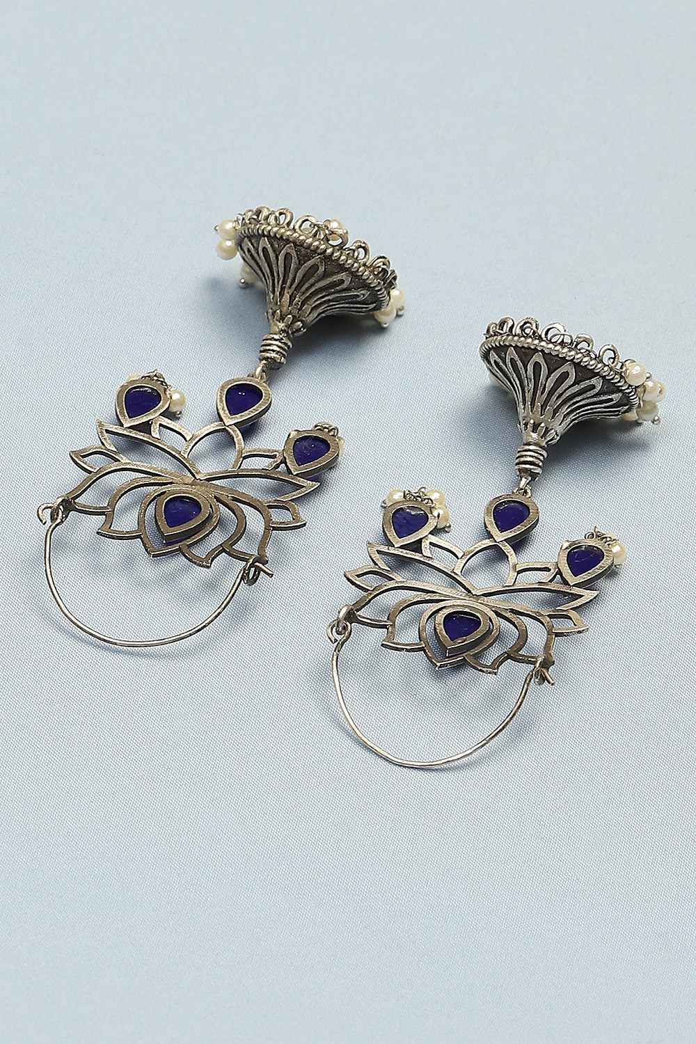 Navy Blue Brass Earrings image number 2