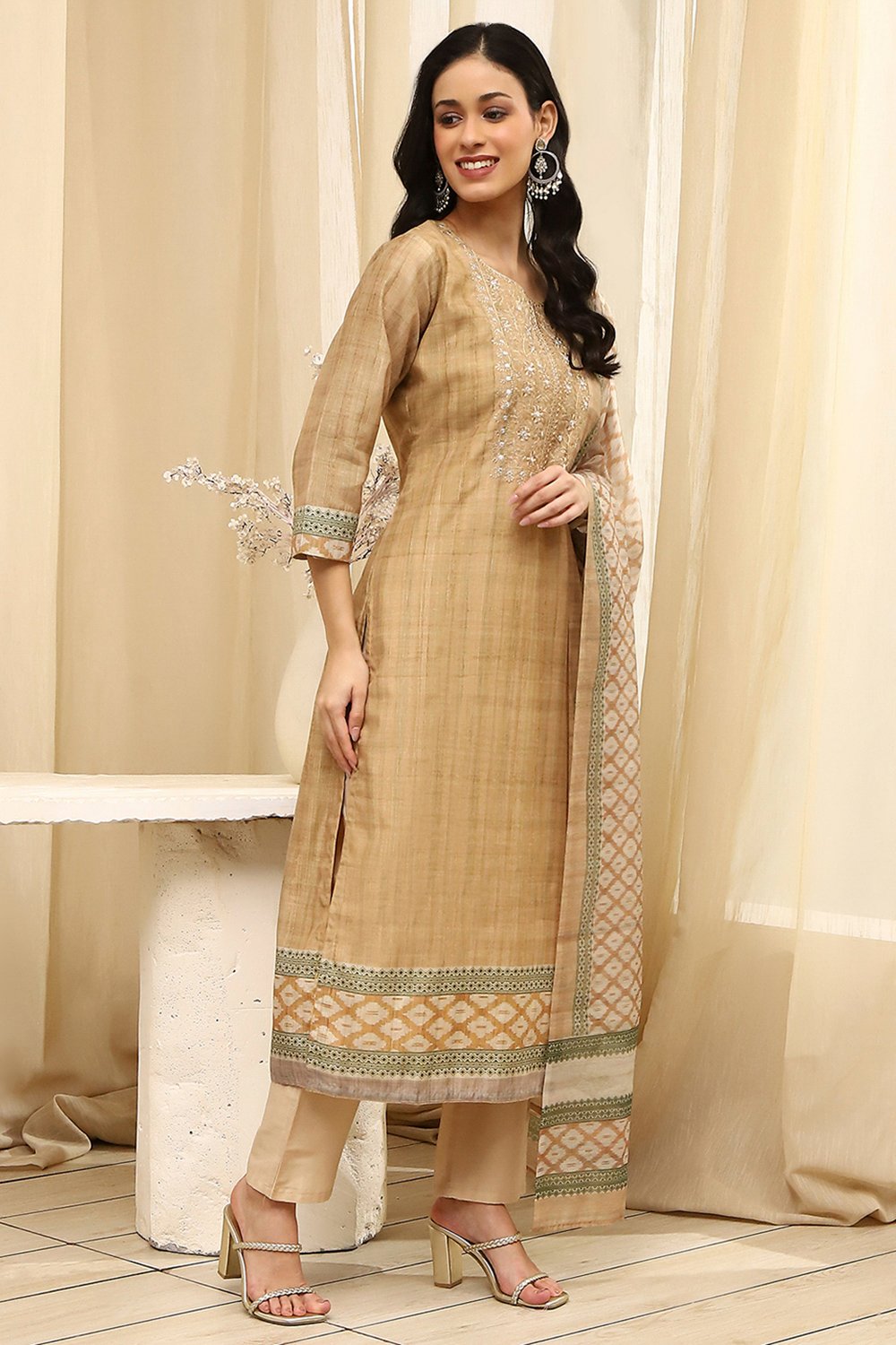 Pink Cotton Machine-Embroidered Unstitched Suit Set image number 5