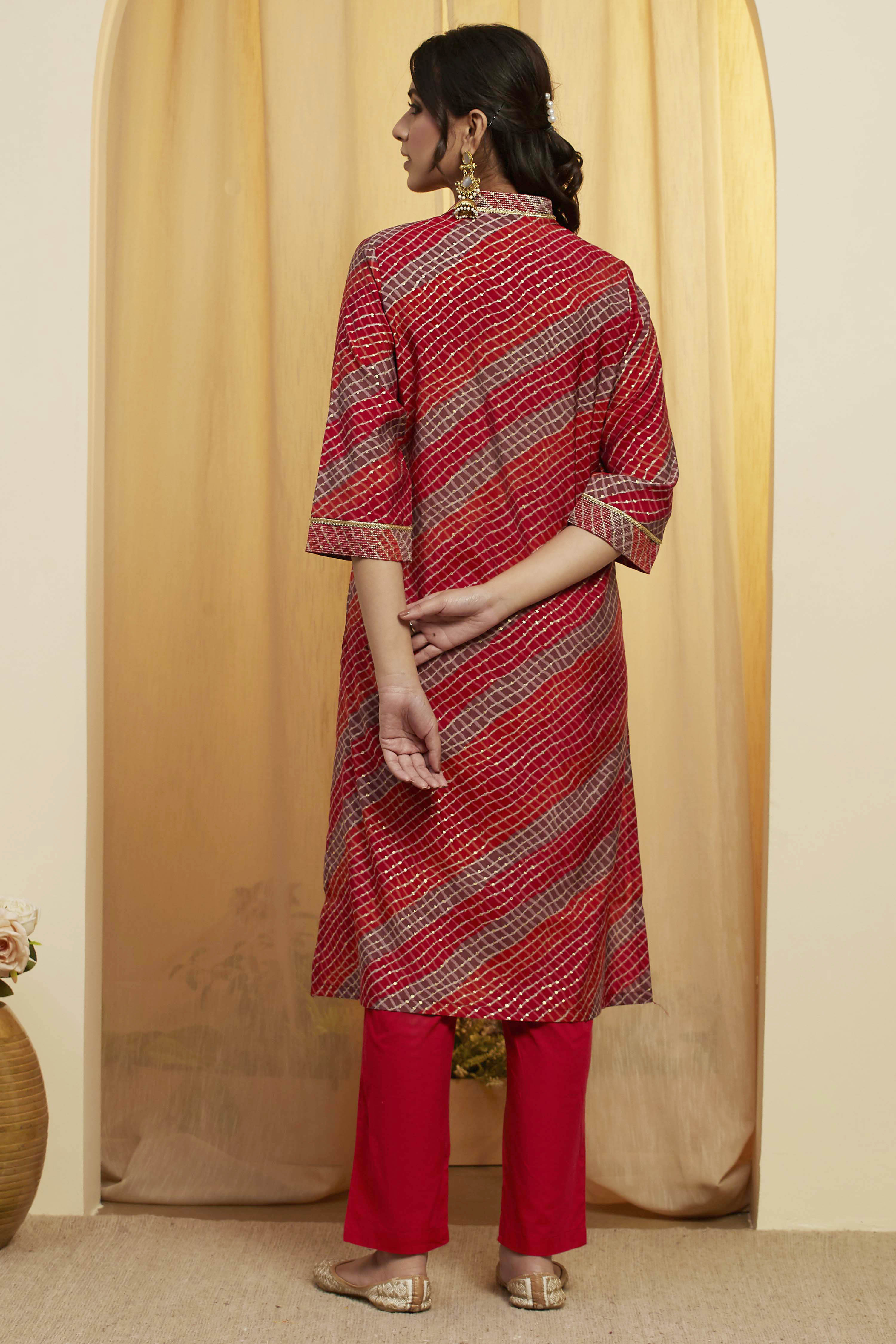 Purple Poly Viscose Straight Kurta image number 4