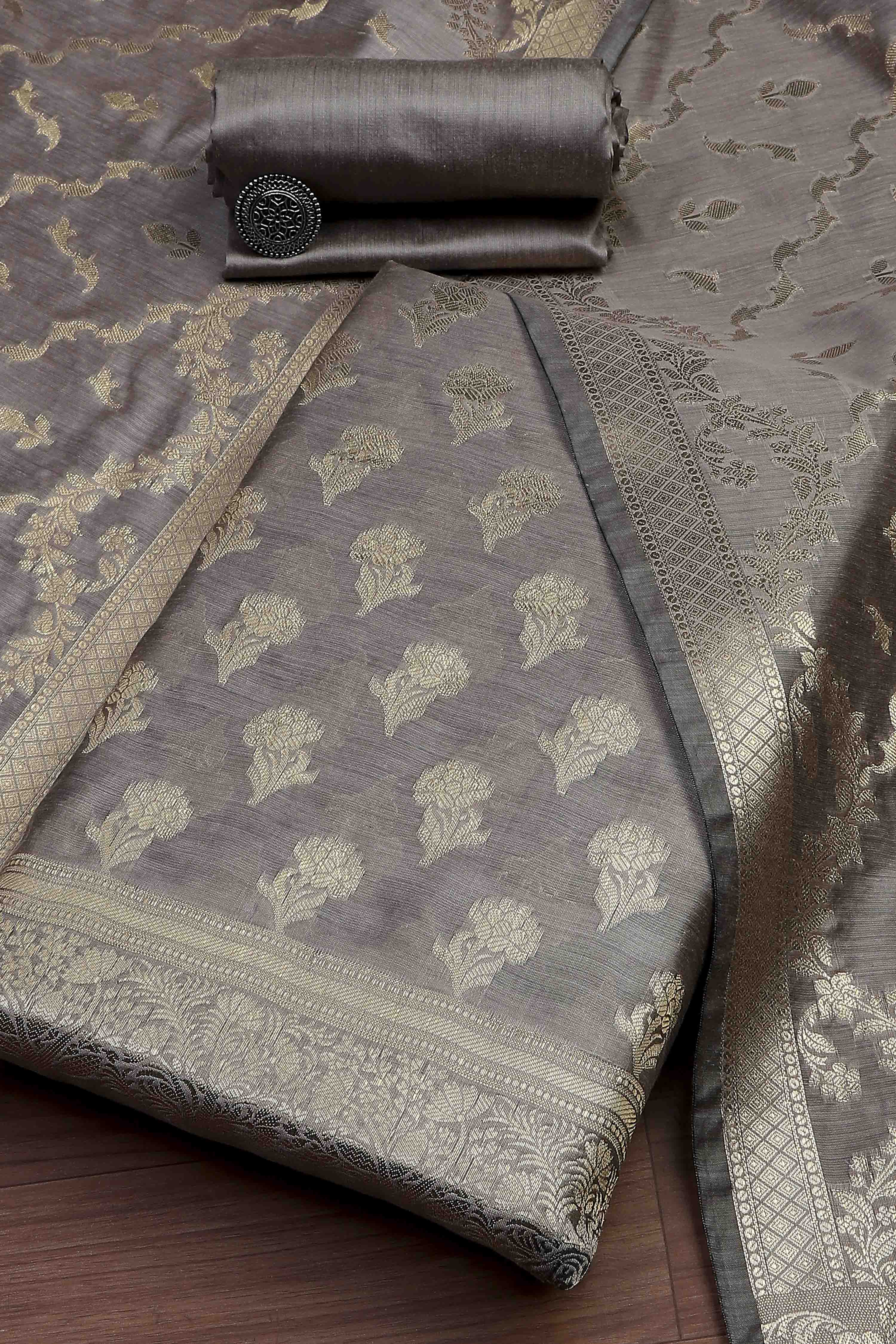 Lavender Cotton Printed Embroidered Unstitched Suit Set image number 0