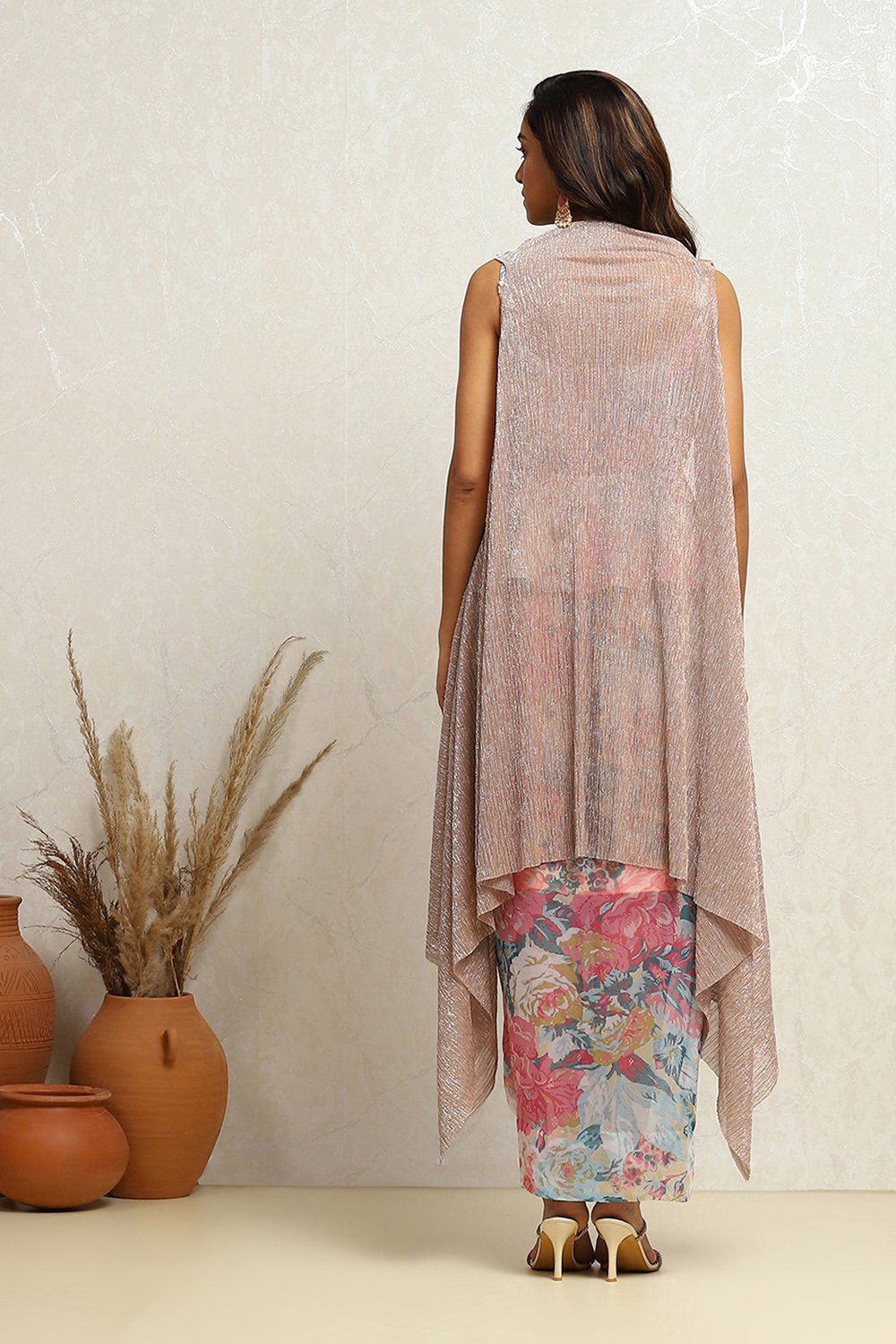 Multi-coloured Georgette Floral Printed Fusion Set image number 4