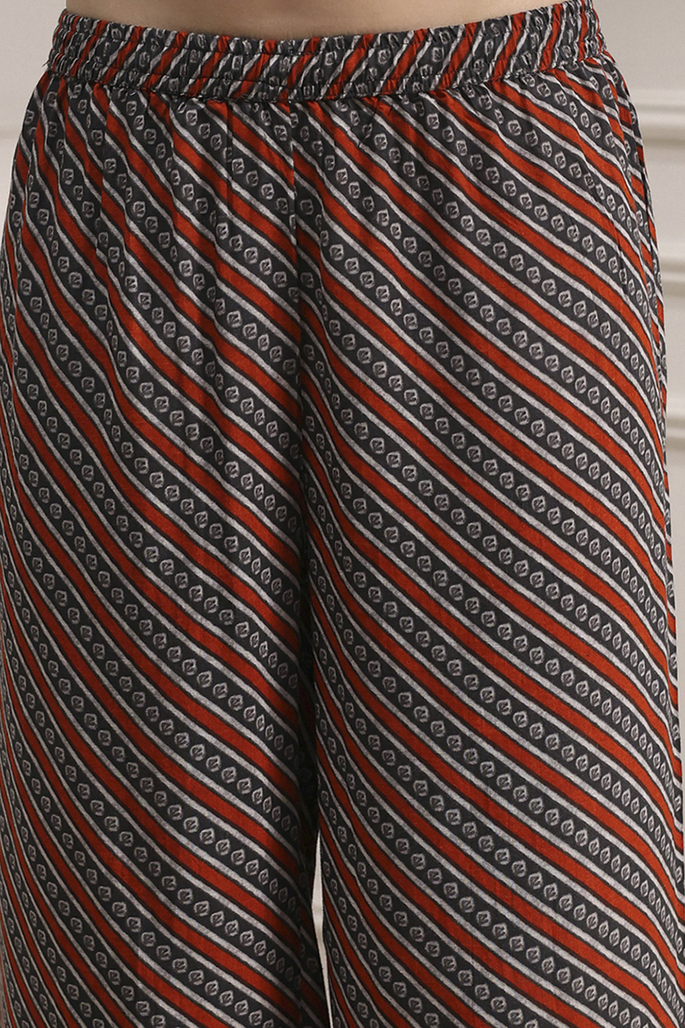 Orange Viscose Printed Fusion Set image number 2
