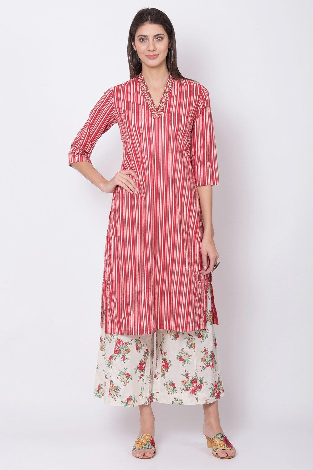 Blue Relaxed Kurta Palazzo Suit Set image number 2