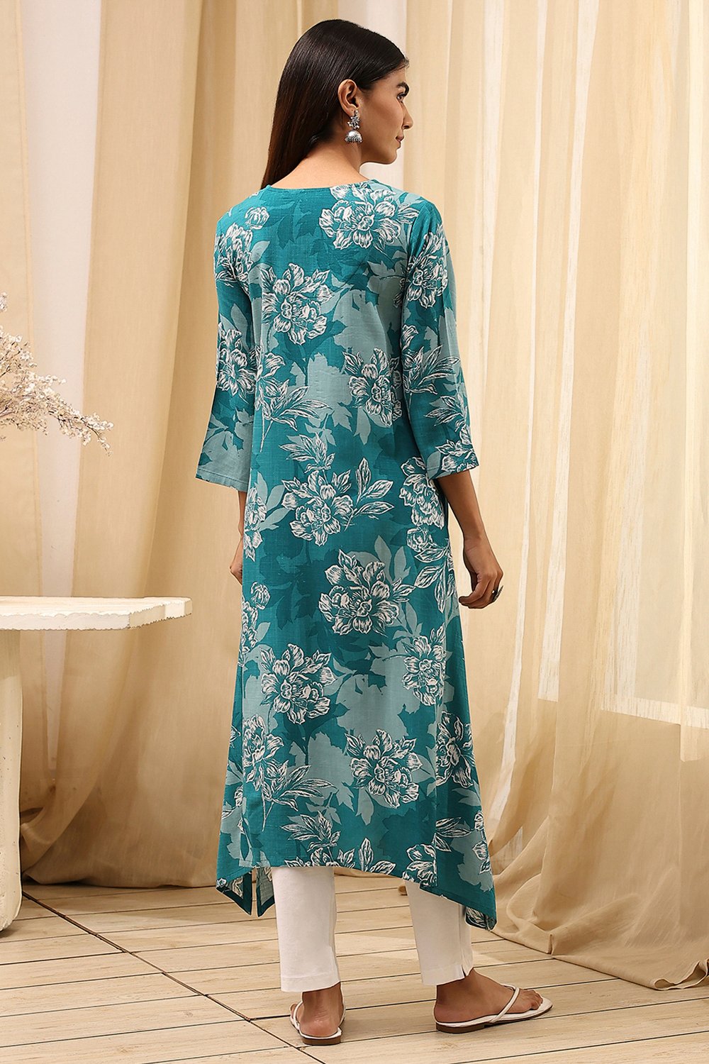 Blue Rayon Viscose  Kurta image number 4