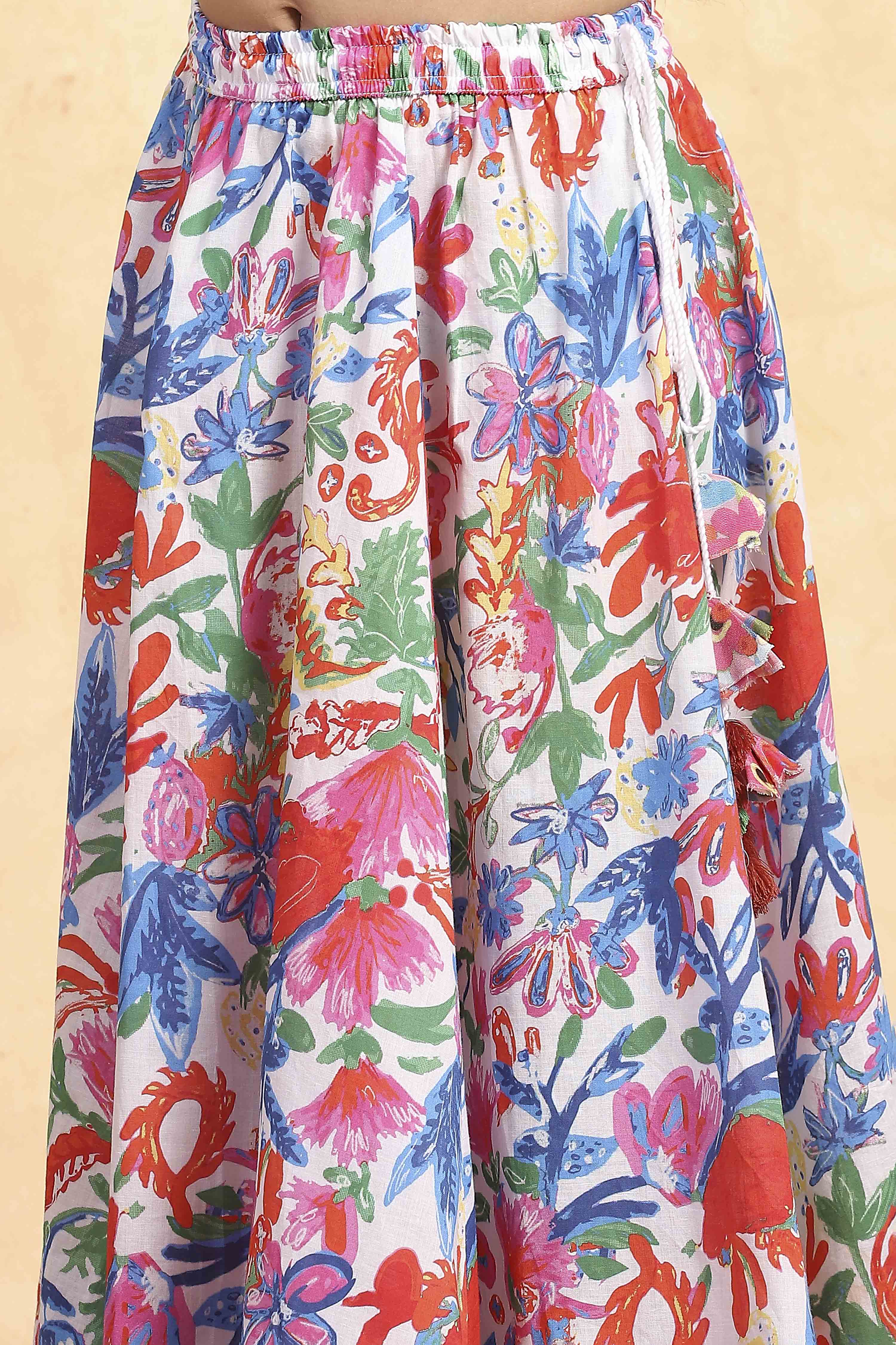 Light Pink Viscose Rayon Flared Printed Lehenga Set image number 2