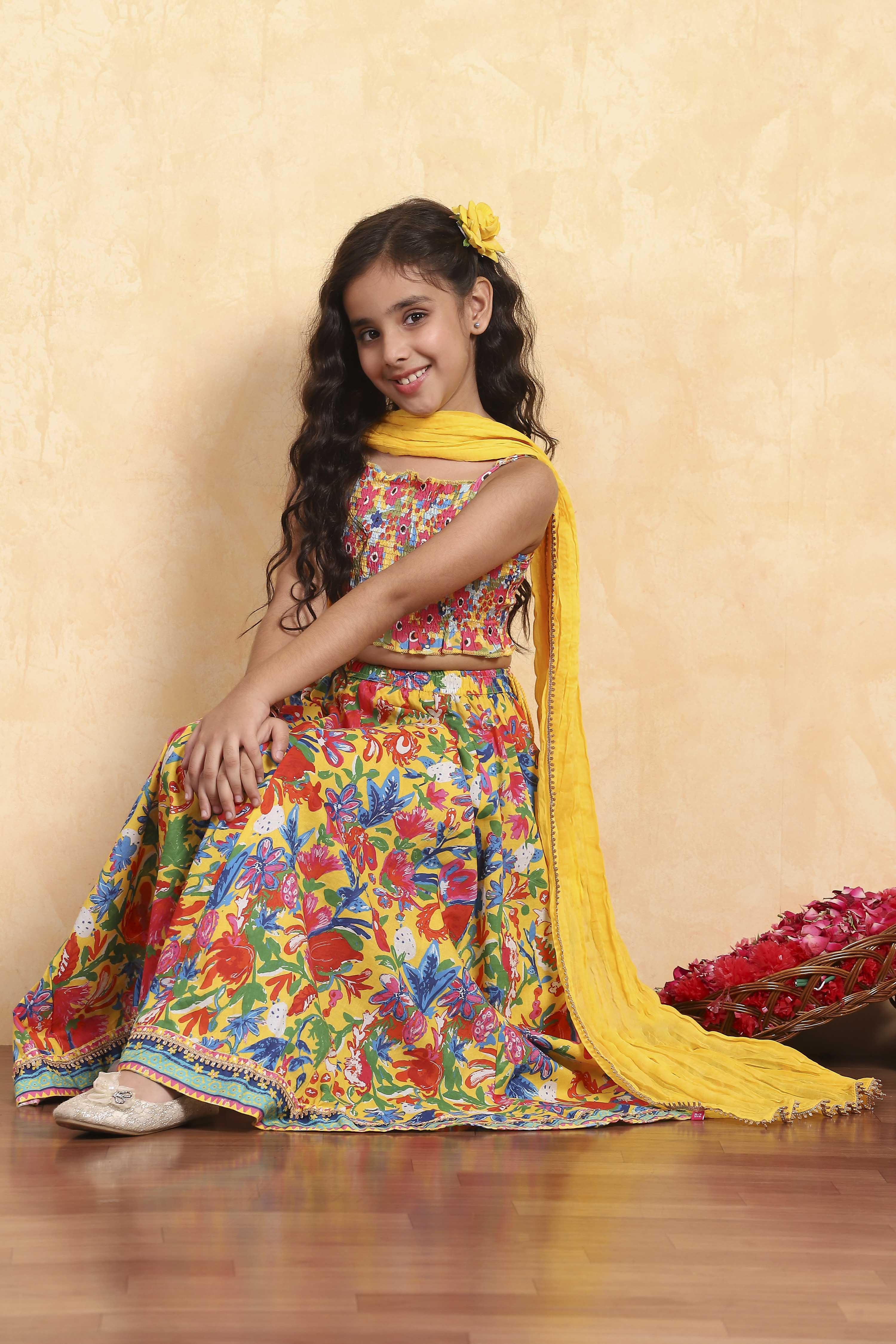 Light Pink Viscose Rayon Flared Printed Lehenga Set image number 0