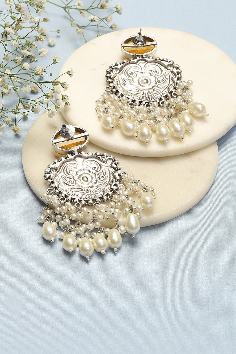 Oxidised Yellow Brass Earrings image number 2