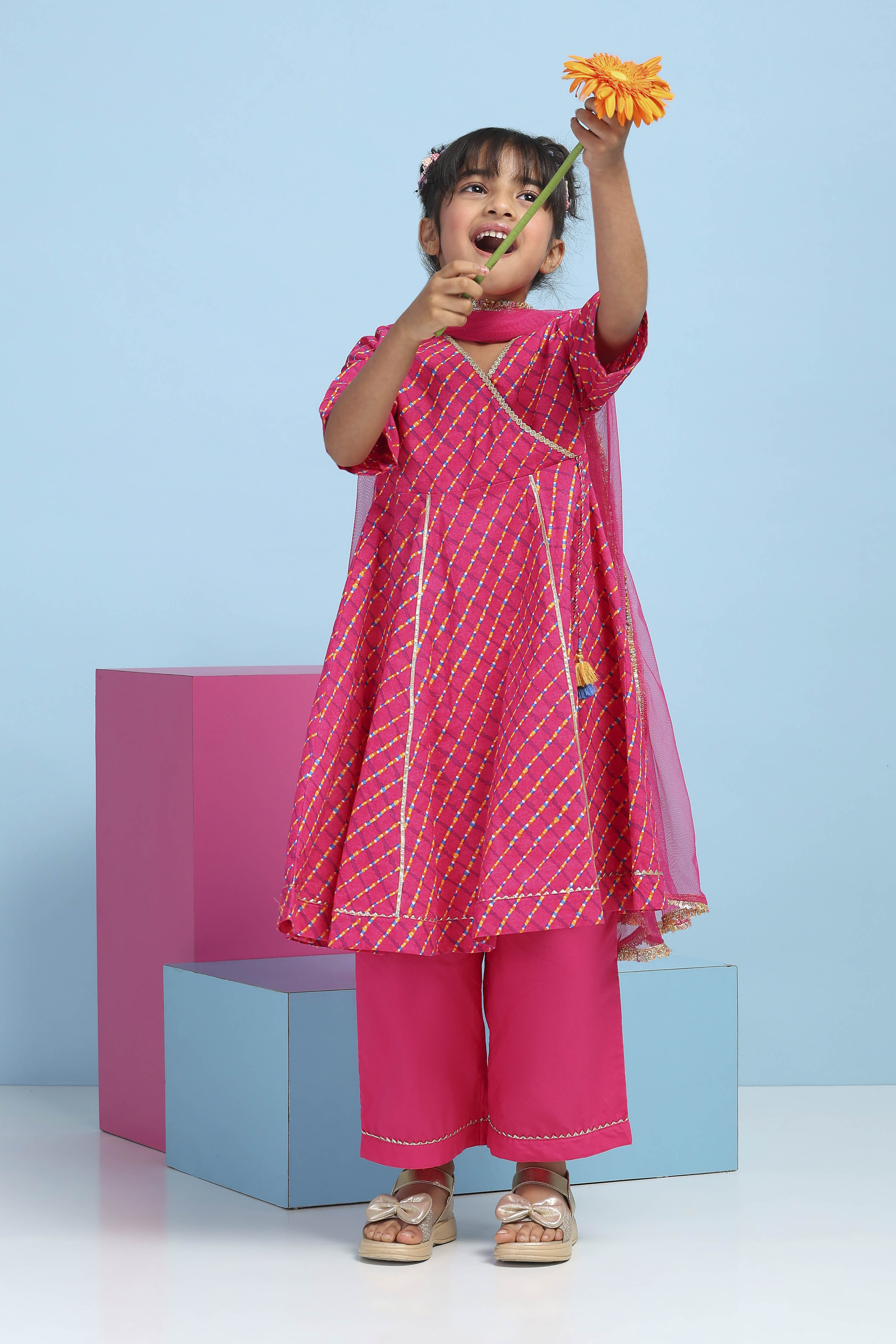 Pink Cotton Printed Anarkali Suit Set image number 7