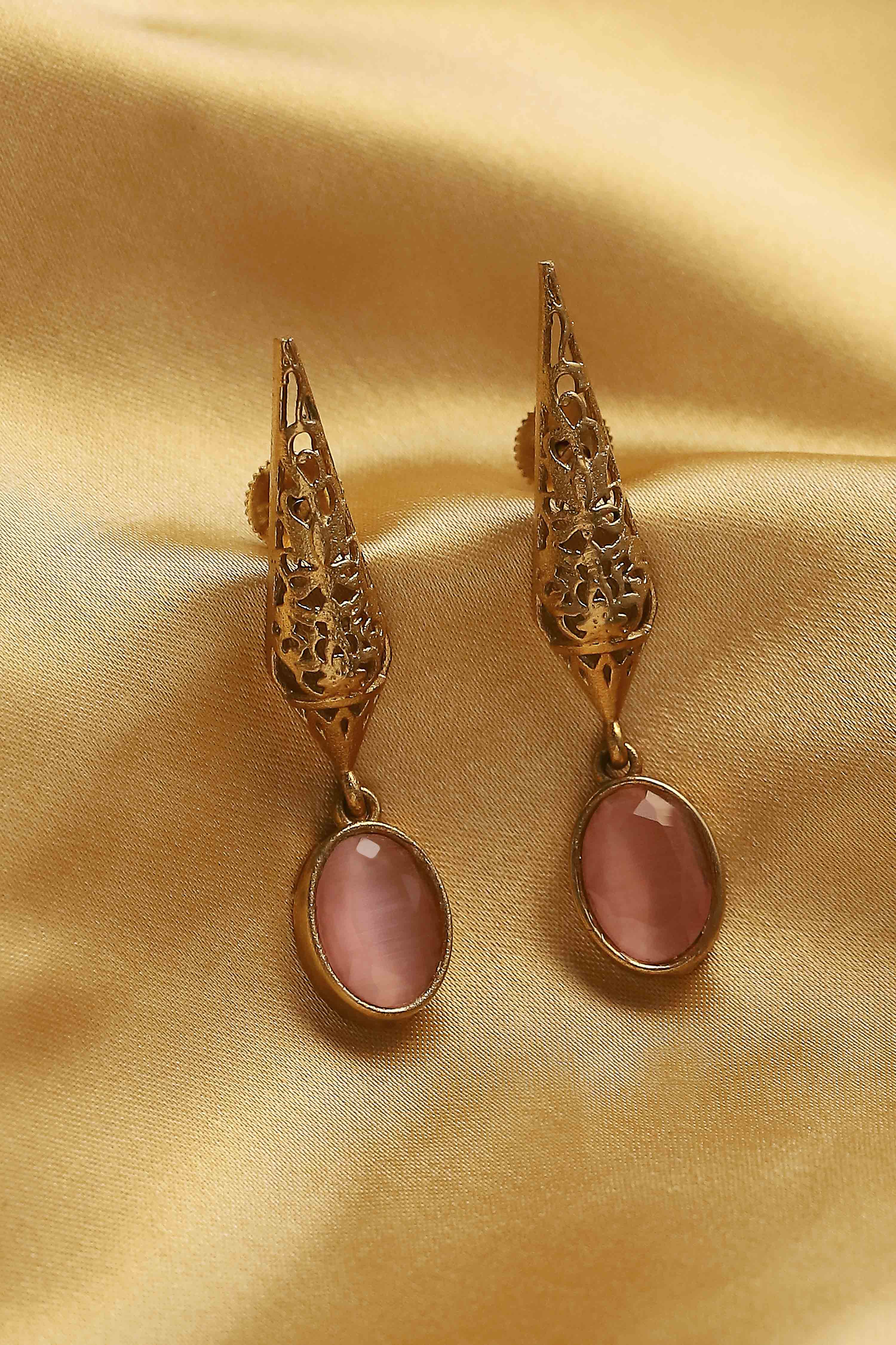 Light Pink Brass Festive Drop & Danglers image number 0