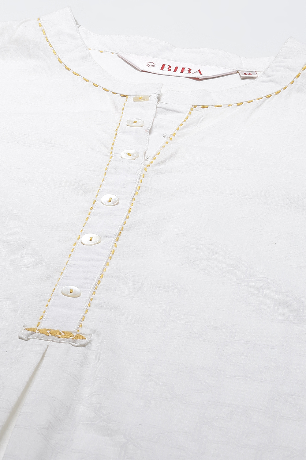 White and Yellow Cotton A - Line Kurta Cropped Palazzo Suit Set image number 1