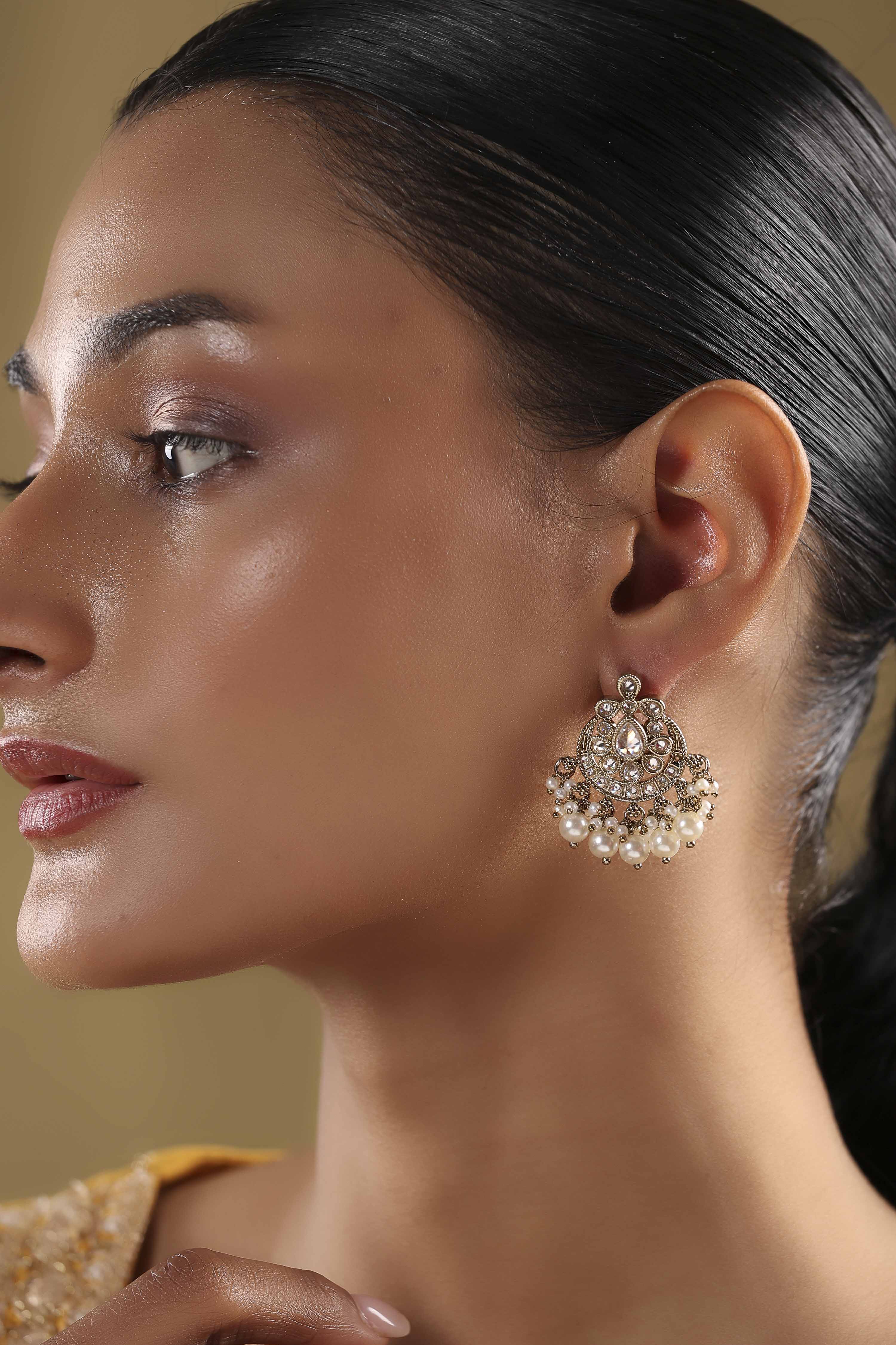 White Alloy Drop & Danglers image number 1