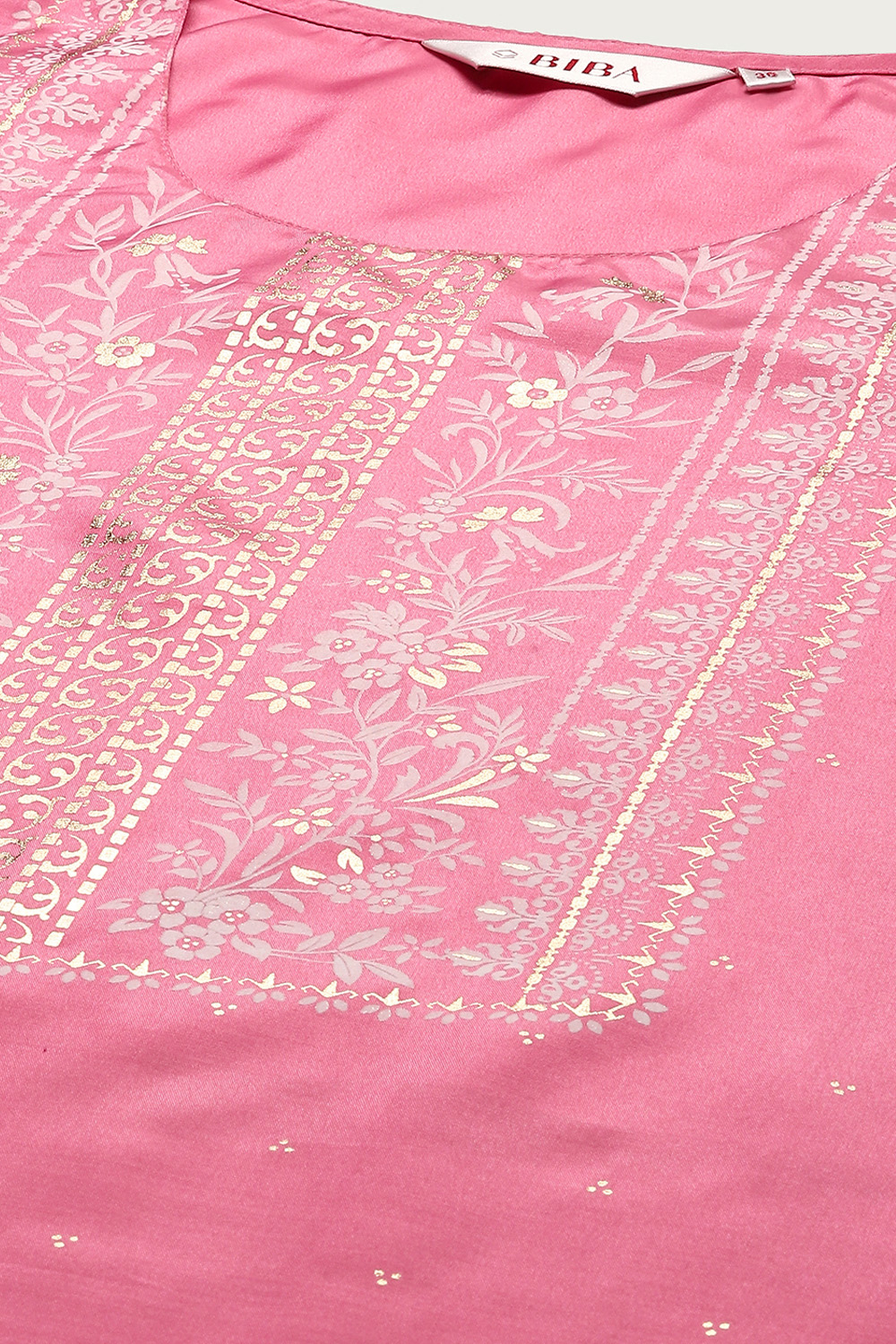 Pink Cotton Blend Straight Kurta Palazzo Suit Set image number 1