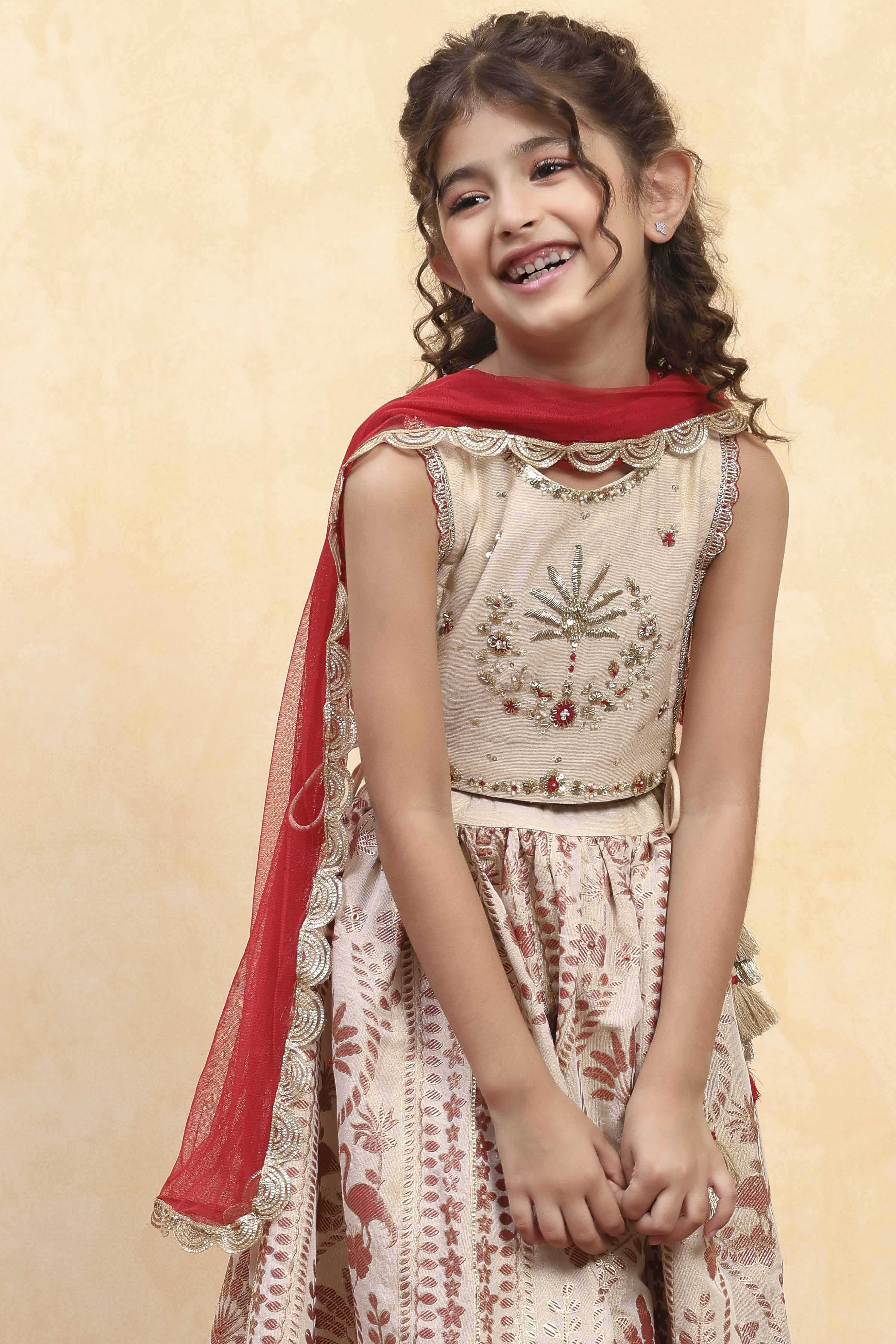 Neutral Cotton Yarndyed Kalidar Suit Set image number 6