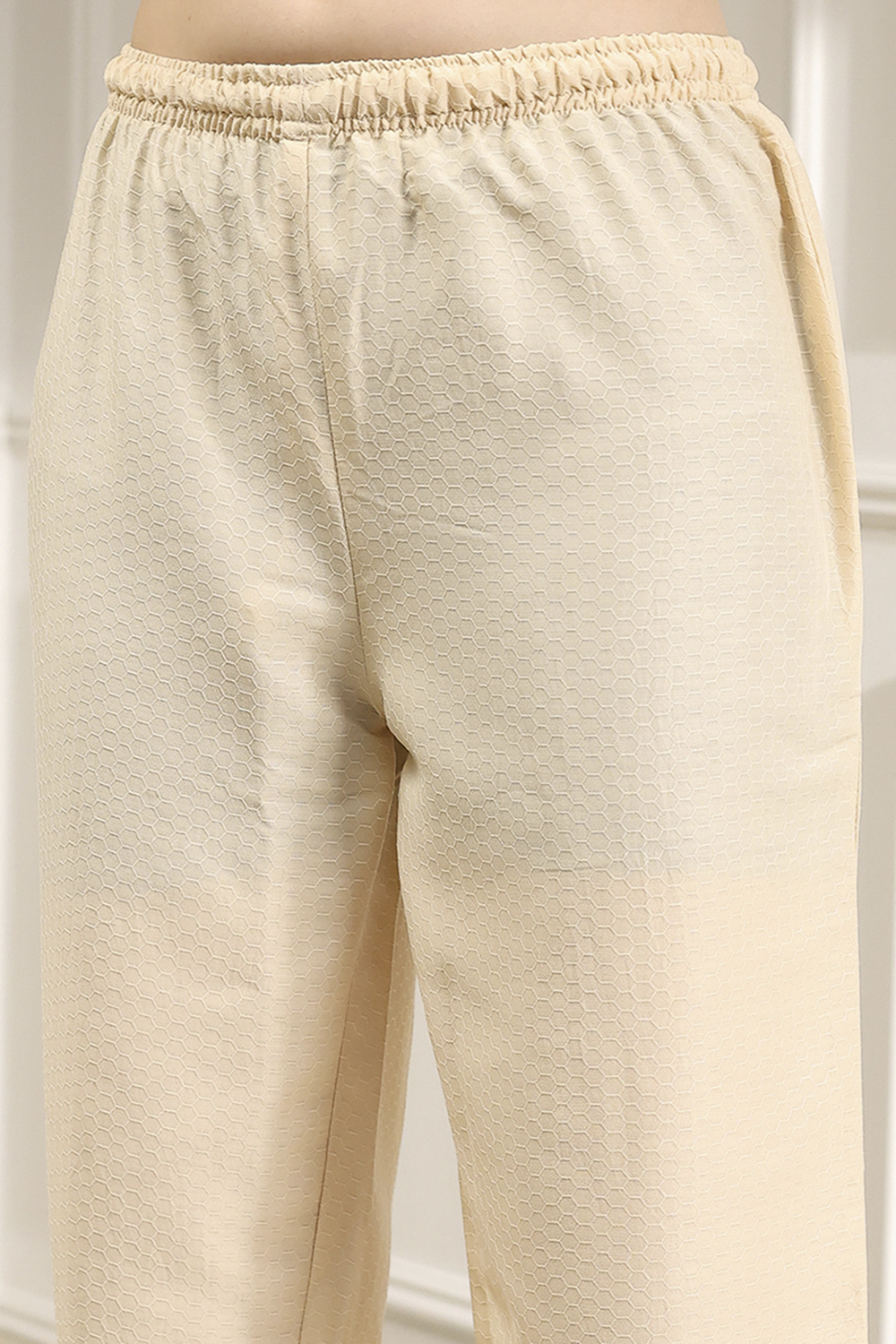 Black Textured Straight Kurta Pants Set image number 2
