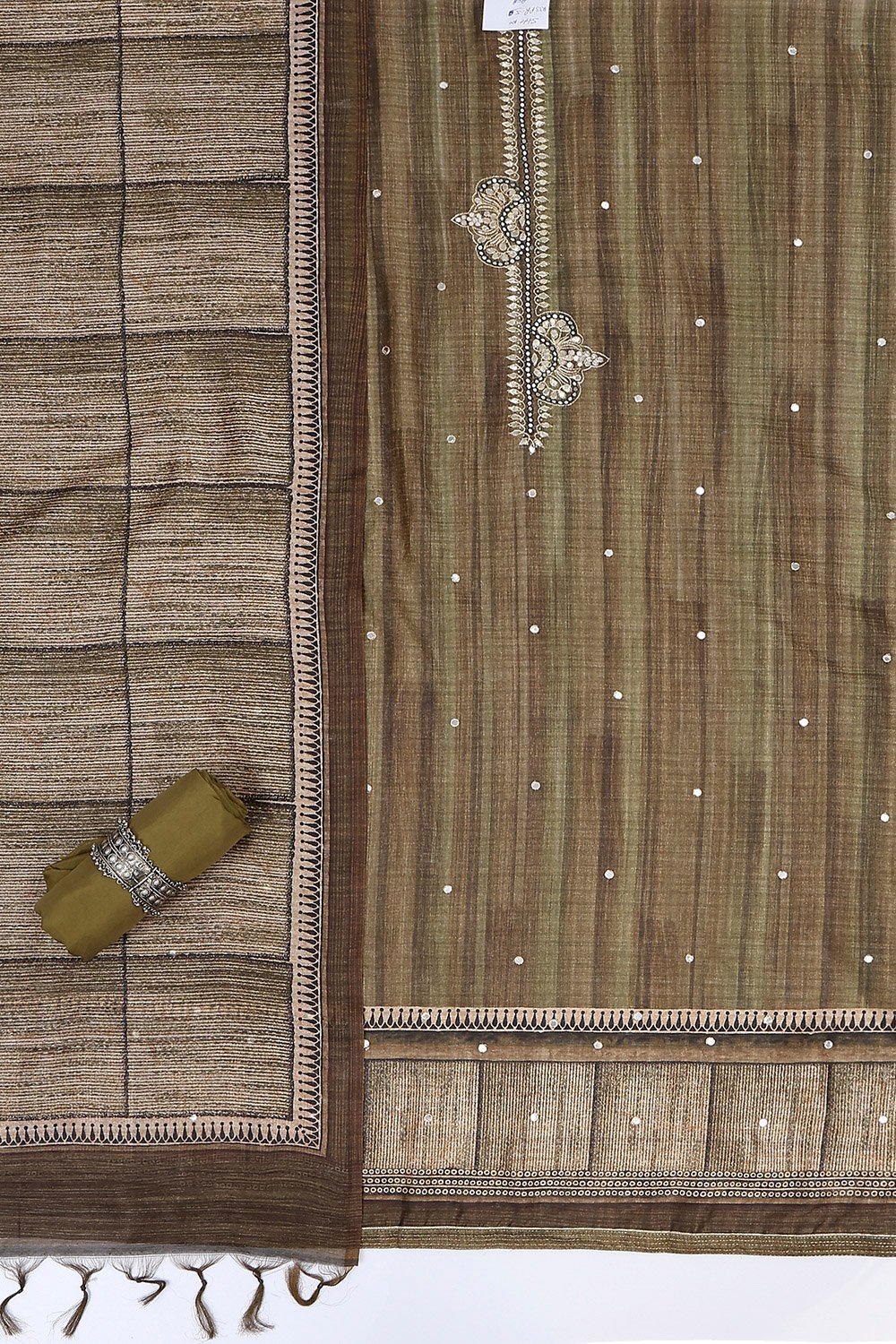 Wine Silk Blend Printed Embroidered Unstitched Suit Set image number 1