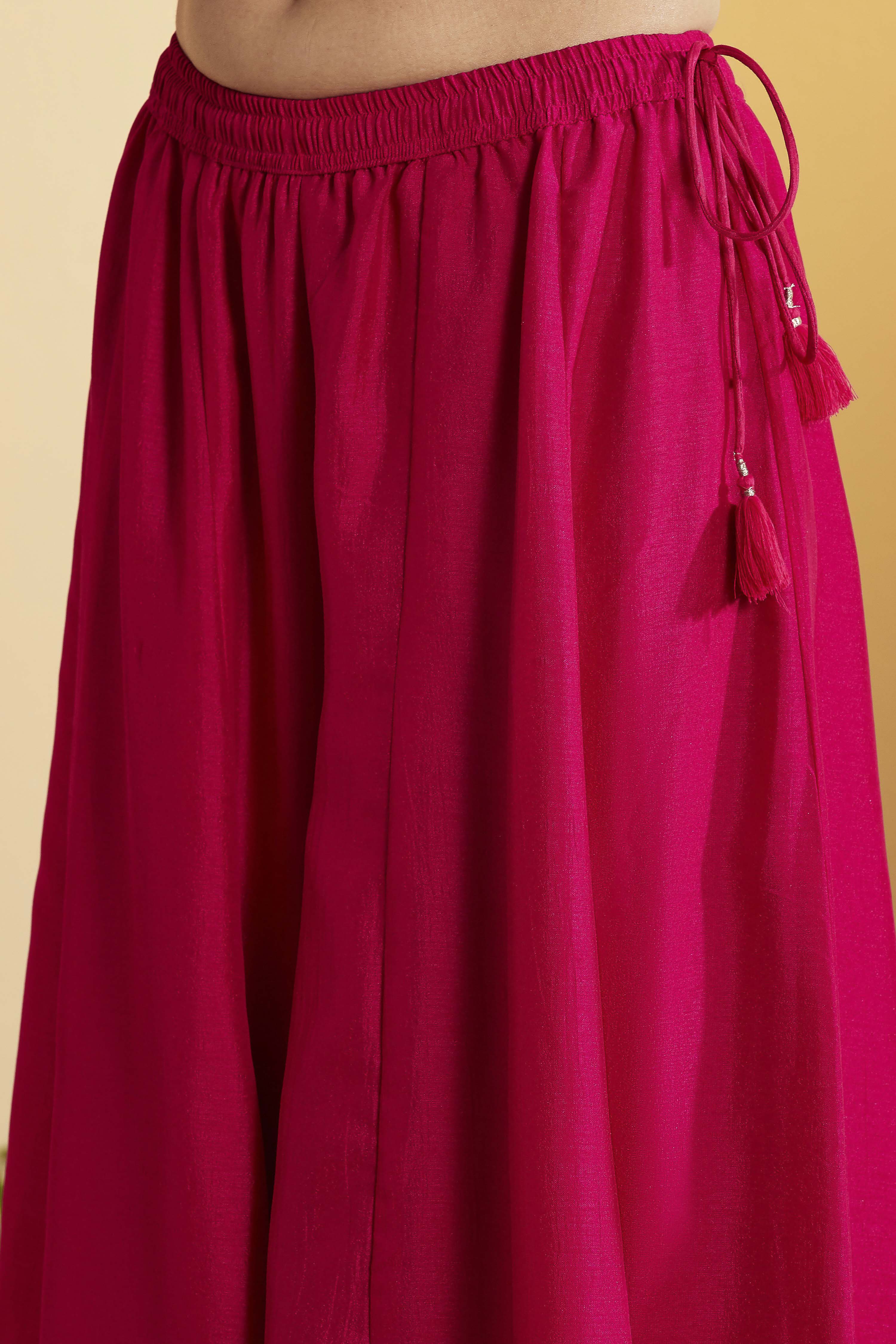 Violet Blue Viscose Rayon Halter Neck Sharara Set image number 2