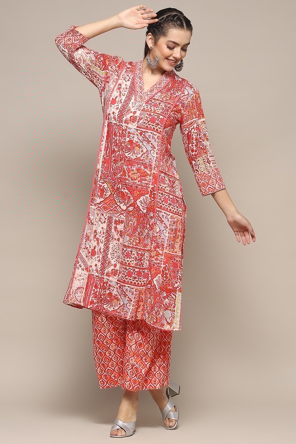 Fuschia Pink Viscose Straight Kurta Set image number 0
