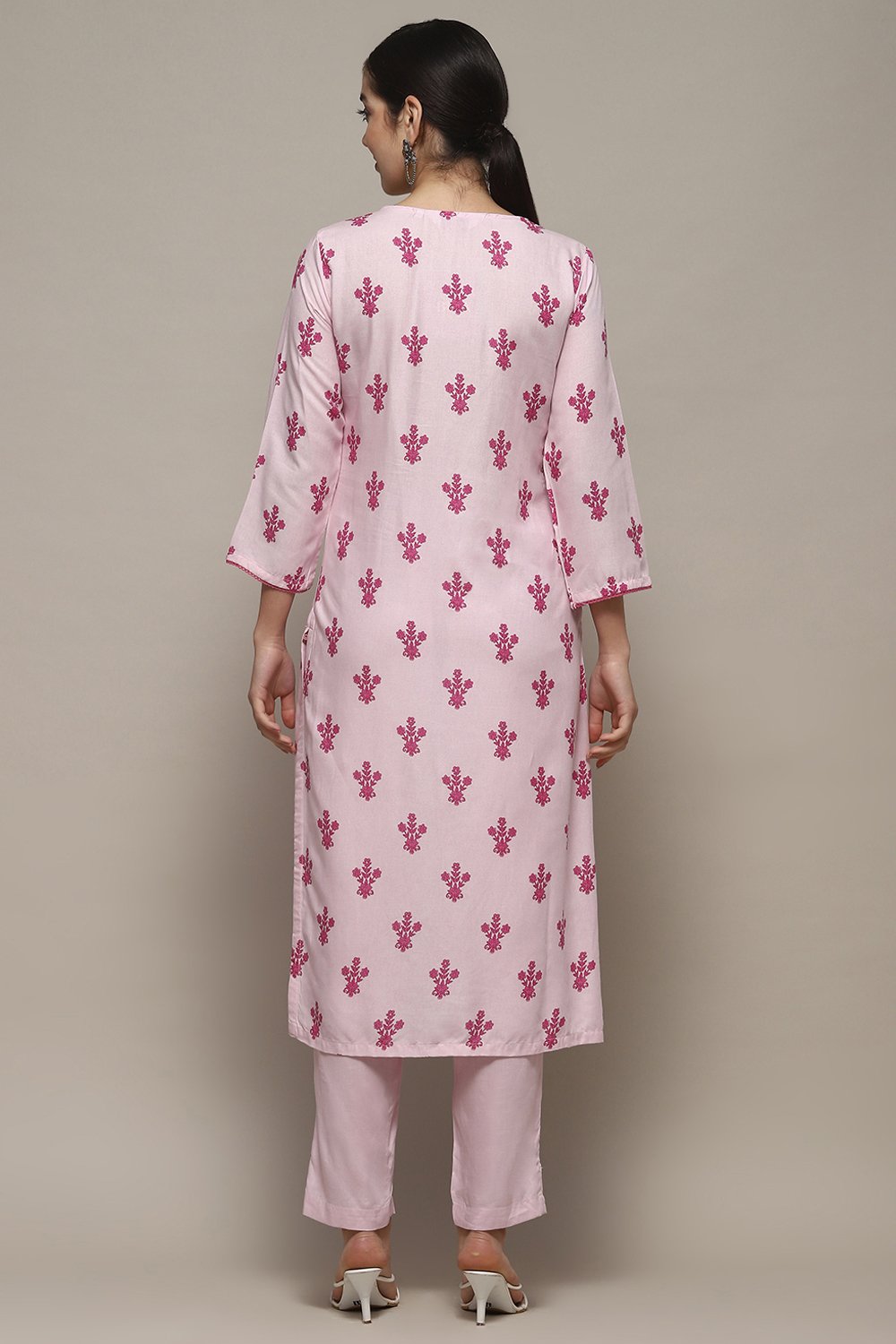 Pink Rayon Straight Suit Set image number 5