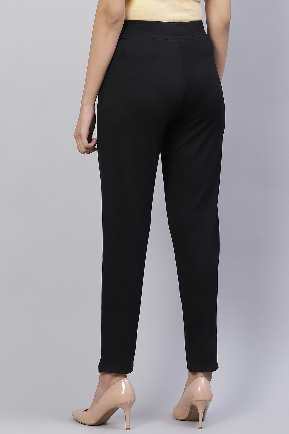 Navy Straight Poly Viscose Leggings image number 3