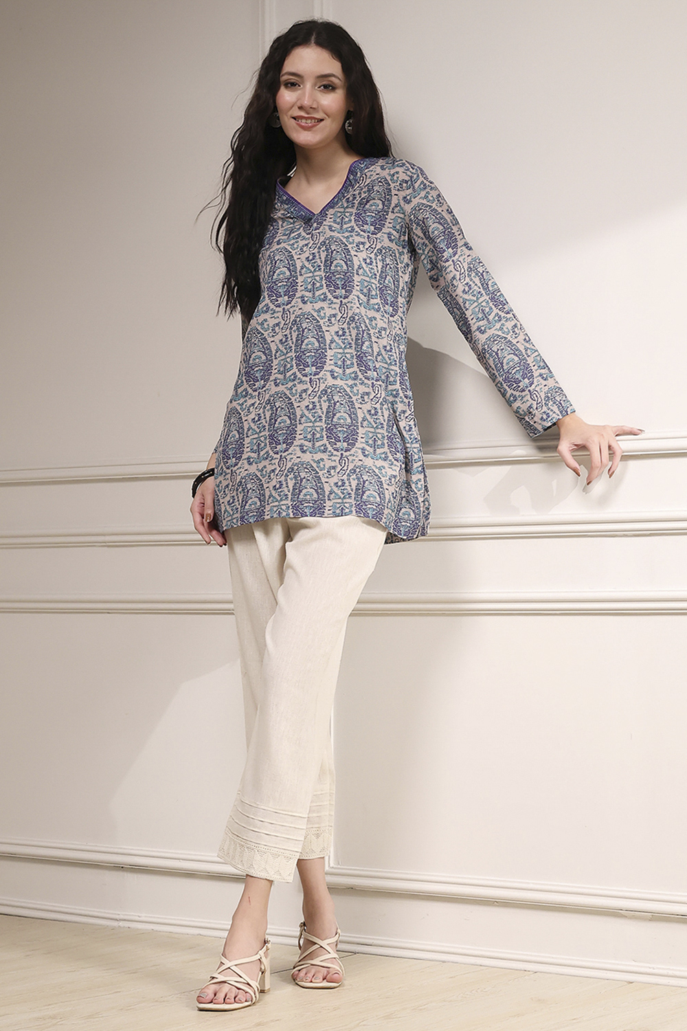 Maroon Black Polyester Straight Printed Kurta image number 0
