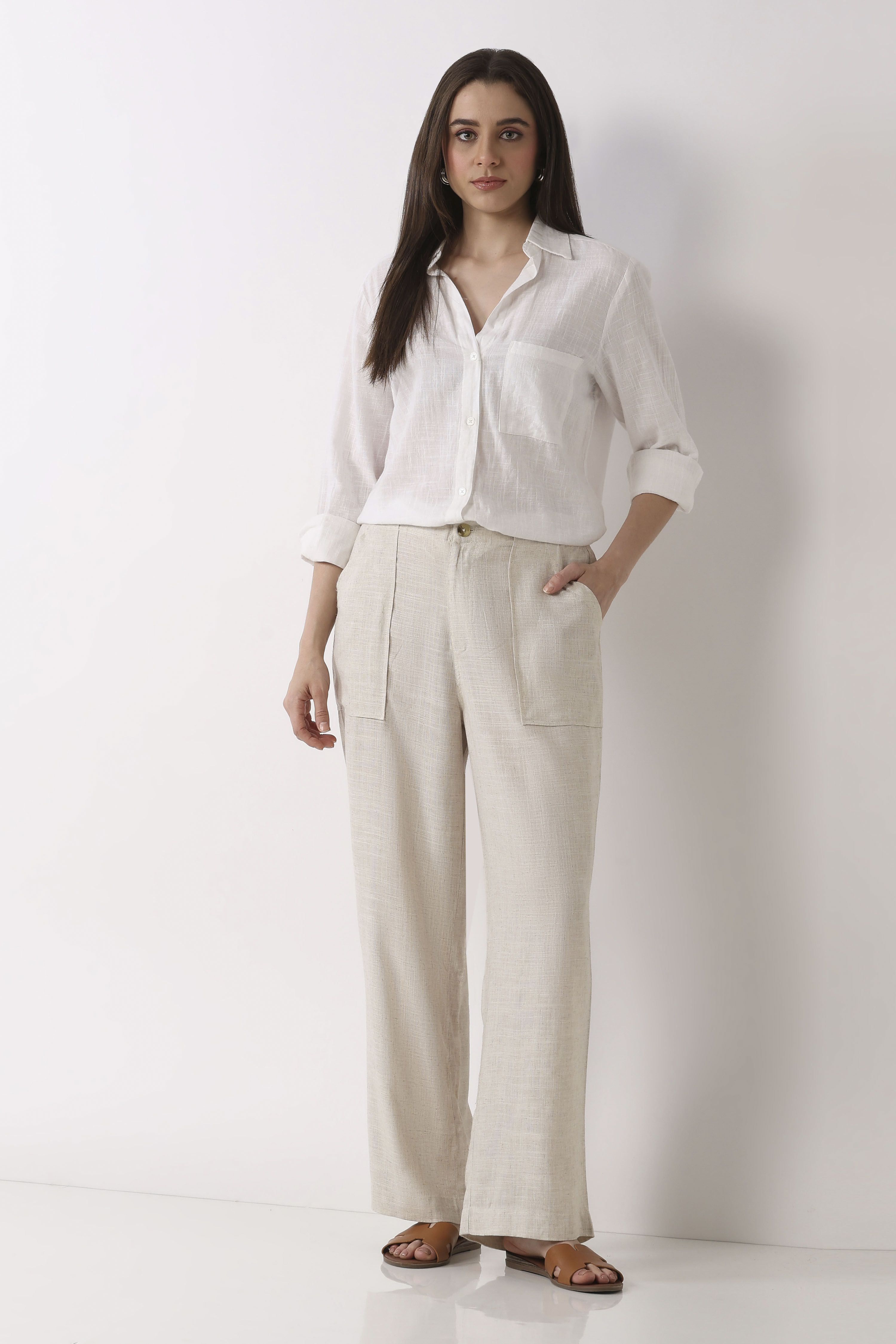 Natural Viscose Blend Loose Pants image number 0