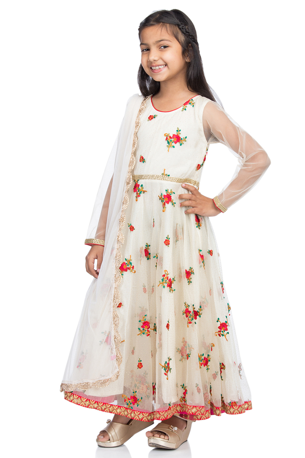 Beige Front Open Viscose Suit Set image number 1
