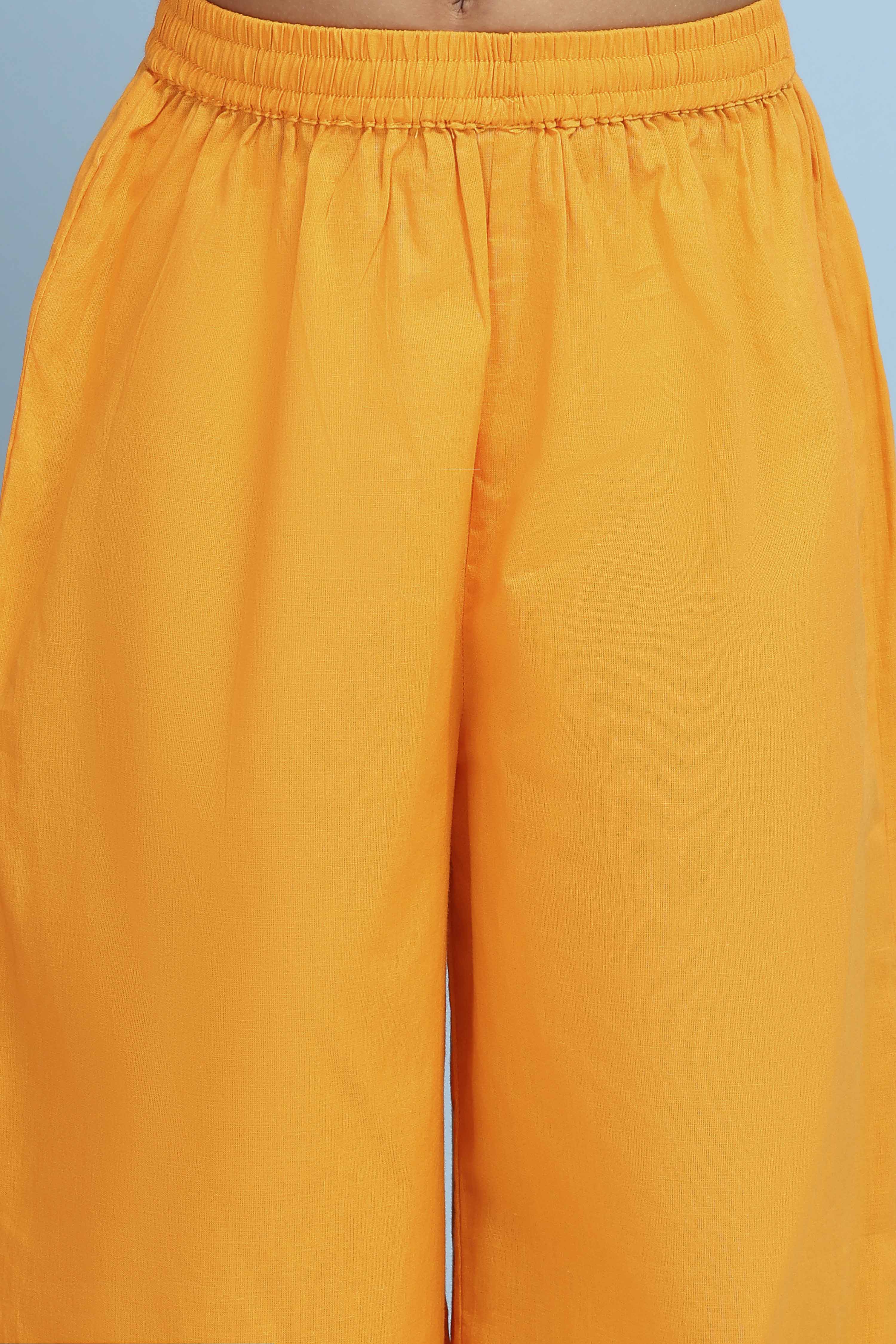 Orange Cotton Printed Straight Suit Set image number 2