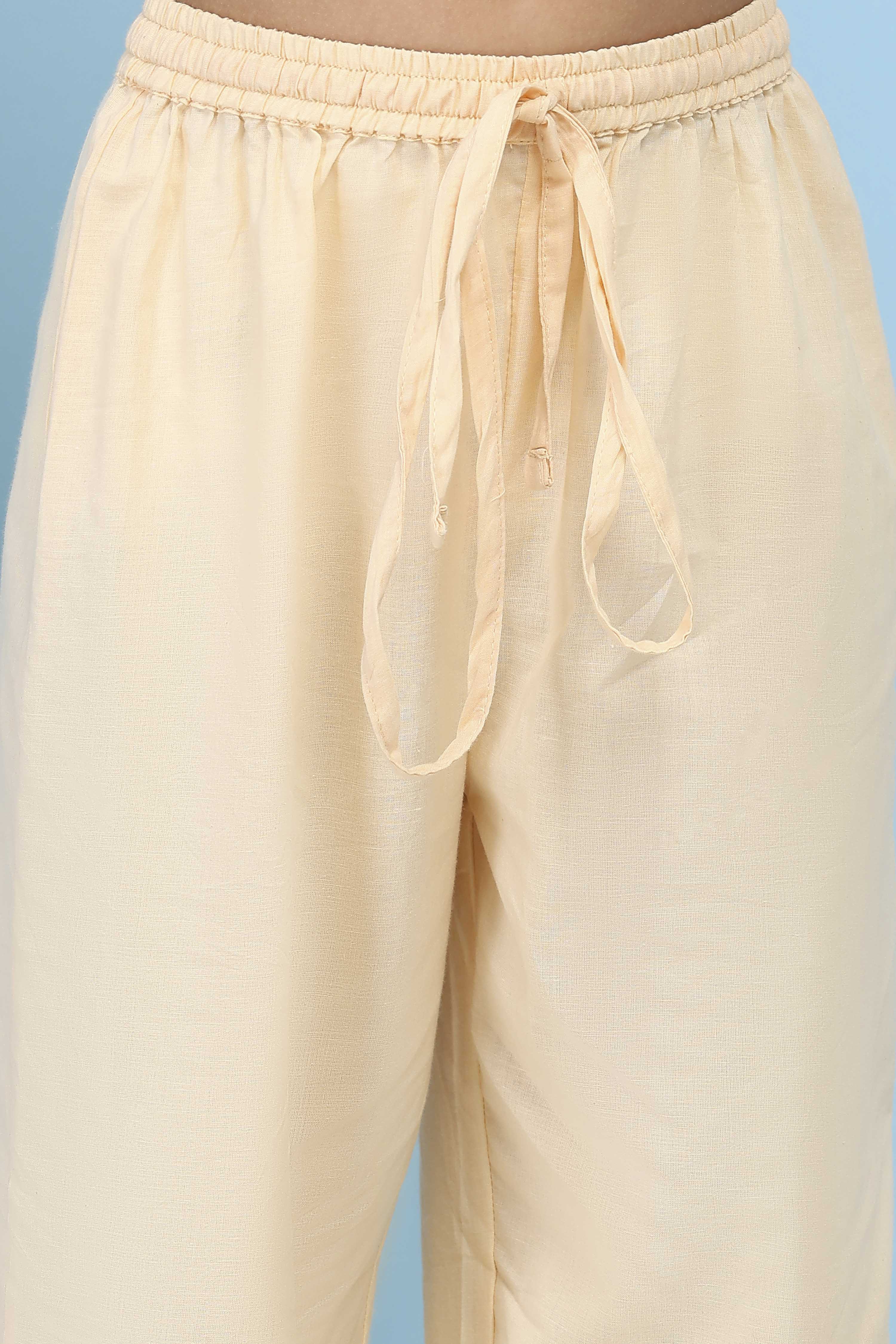 Peach Cotton Printed A-Line Suit Set image number 2