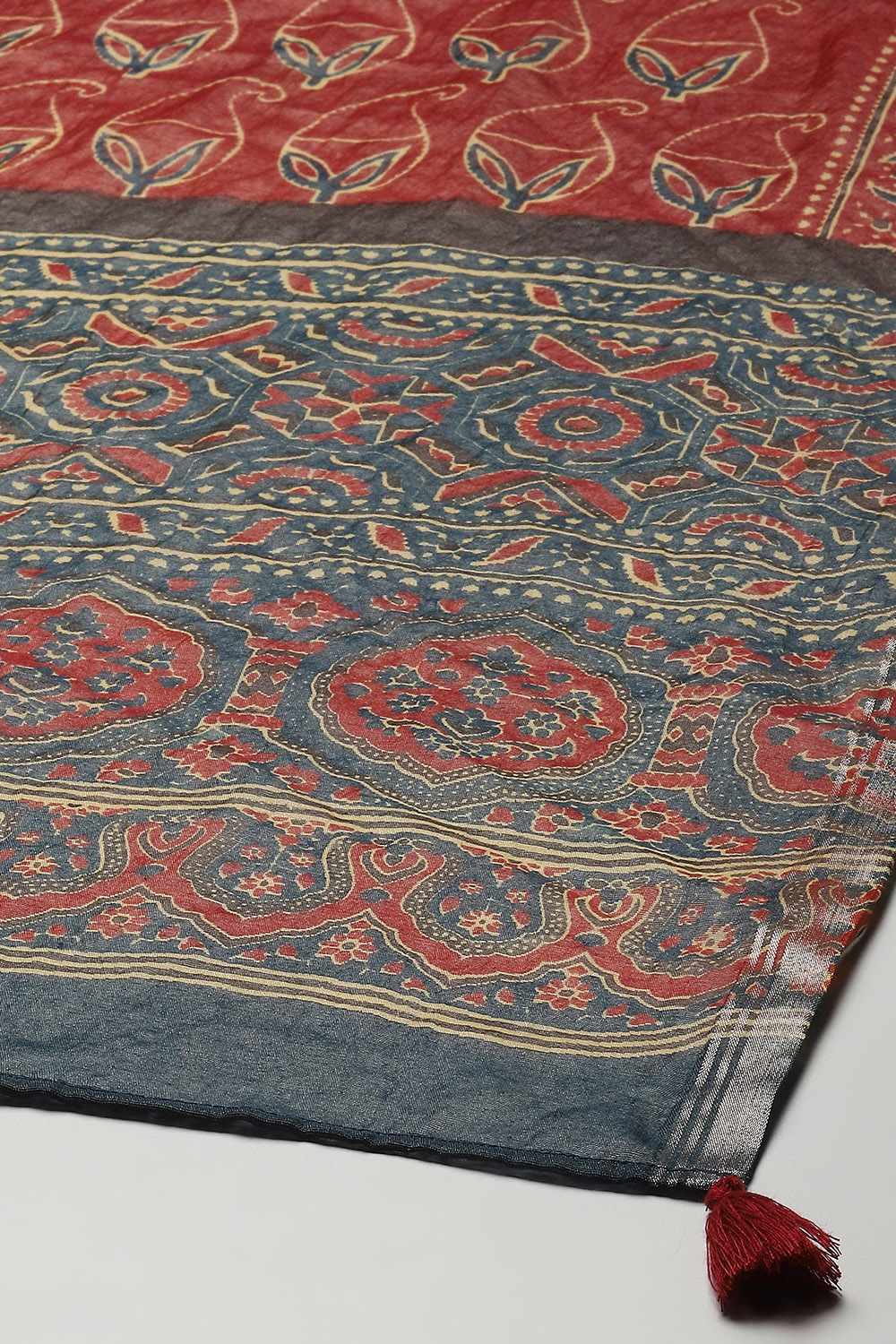 Indigo Cotton Blend Flared Kurta Palazzo Suit Set image number 3