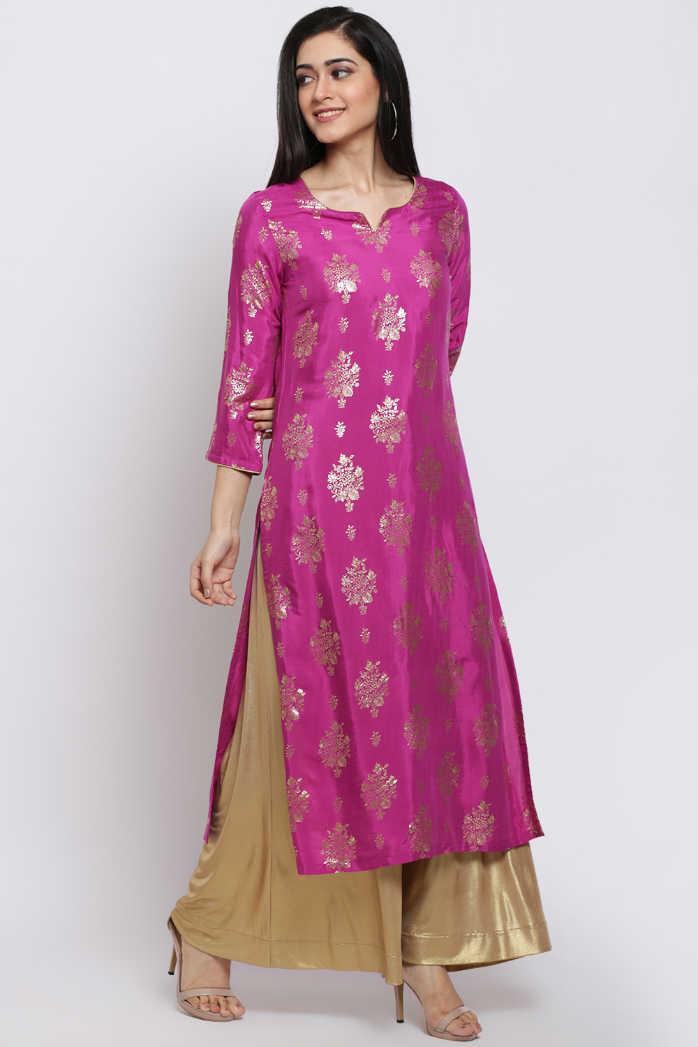 Yellow Viscose Straight Kurta image number 0
