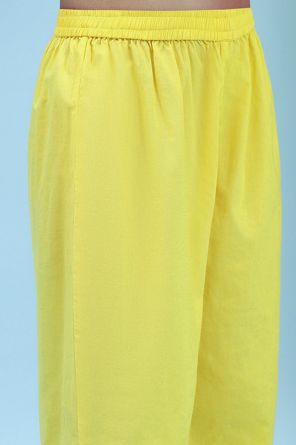 Yellow Cotton Gathered Suit Set image number 2
