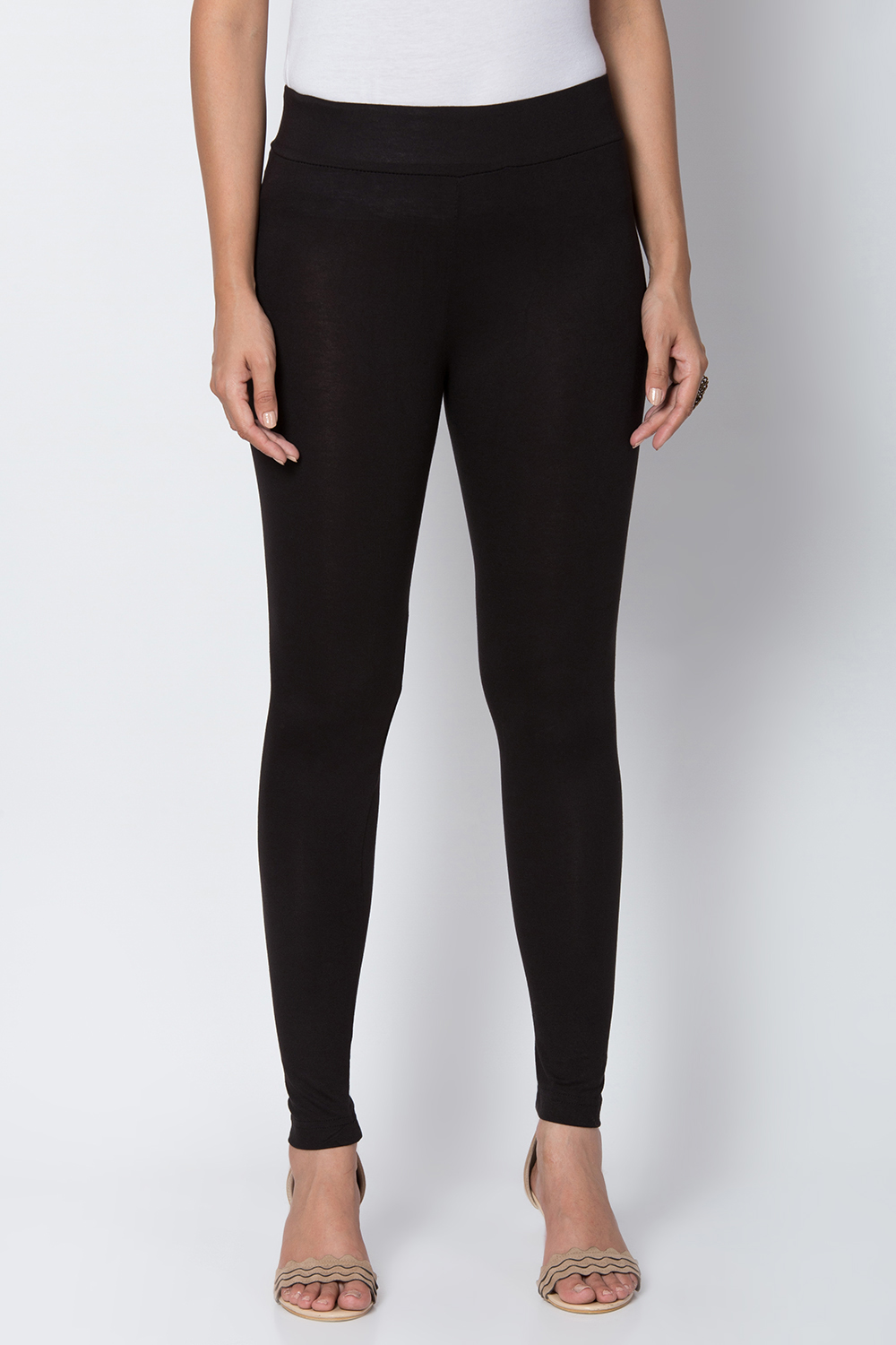 Moss Green Viscose Lycra Solid Leggings image number 0
