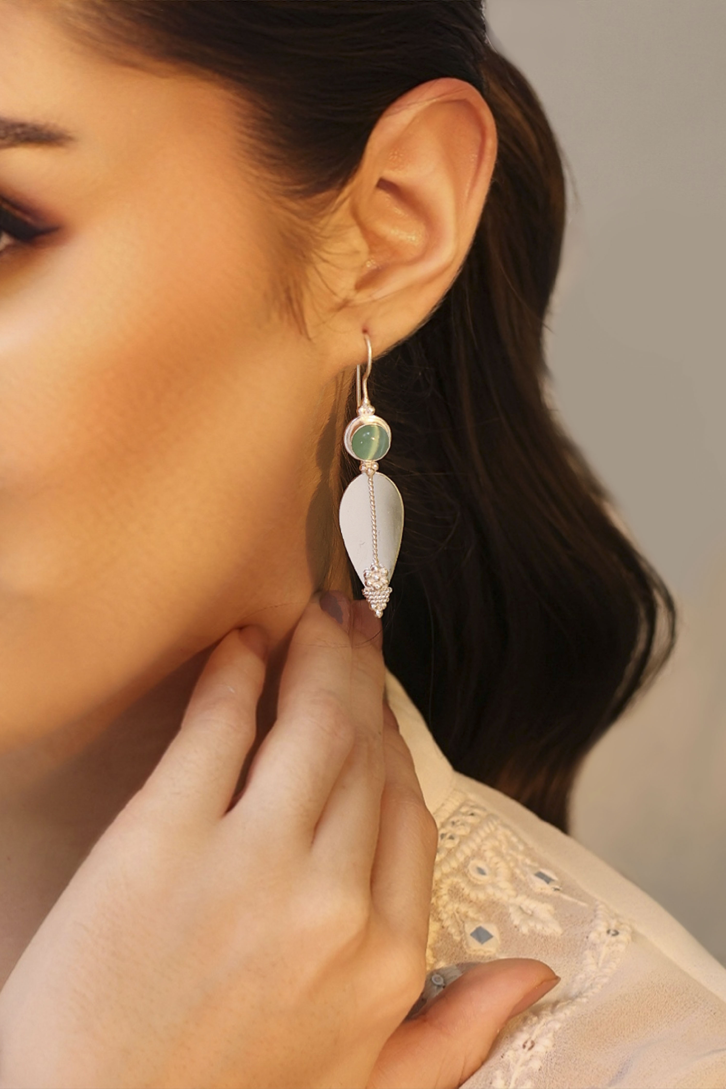 Mint Green Brass Filigree Drop & Danglers image number 1