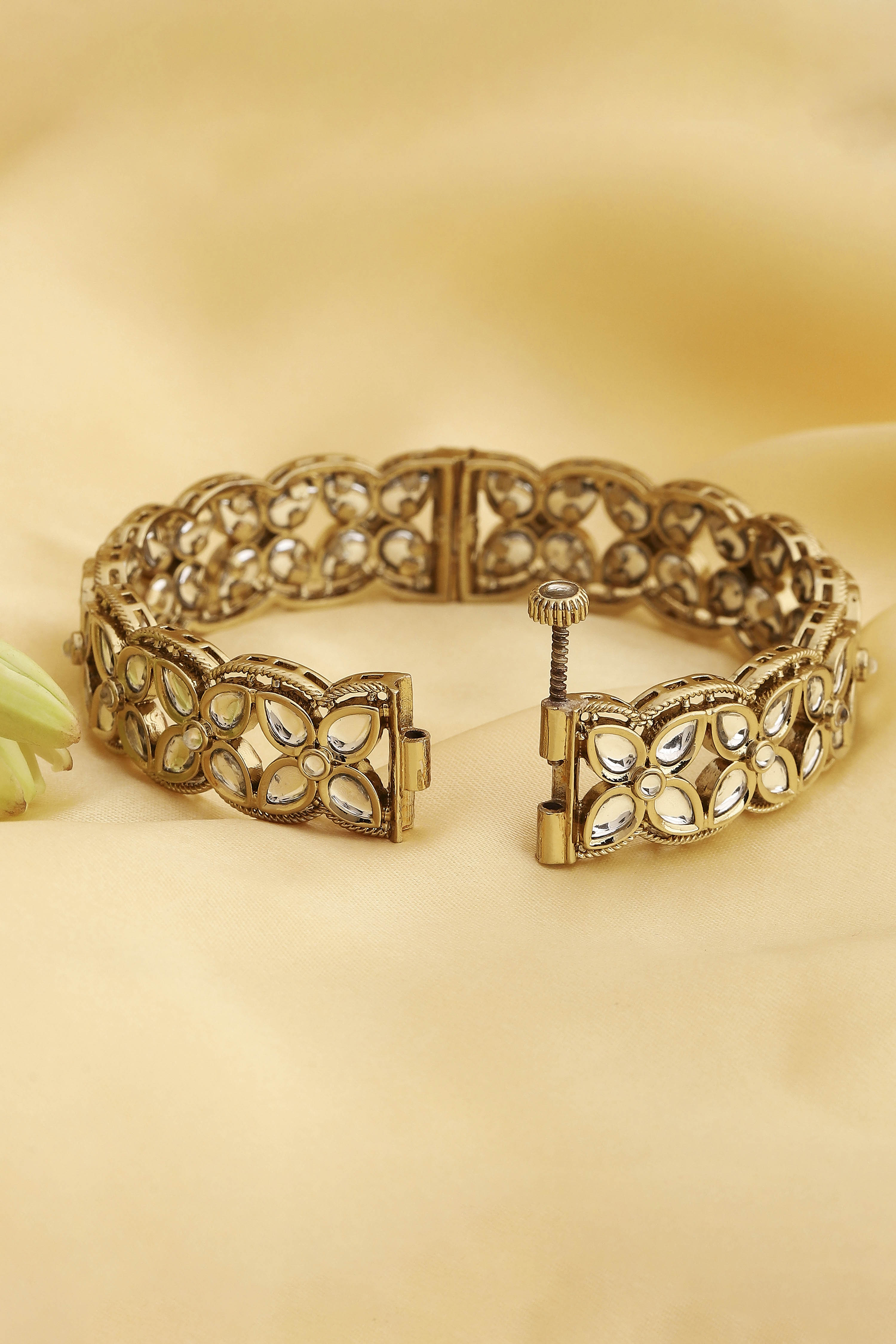 White Gold Plated Brass Studded Bangles image number 2